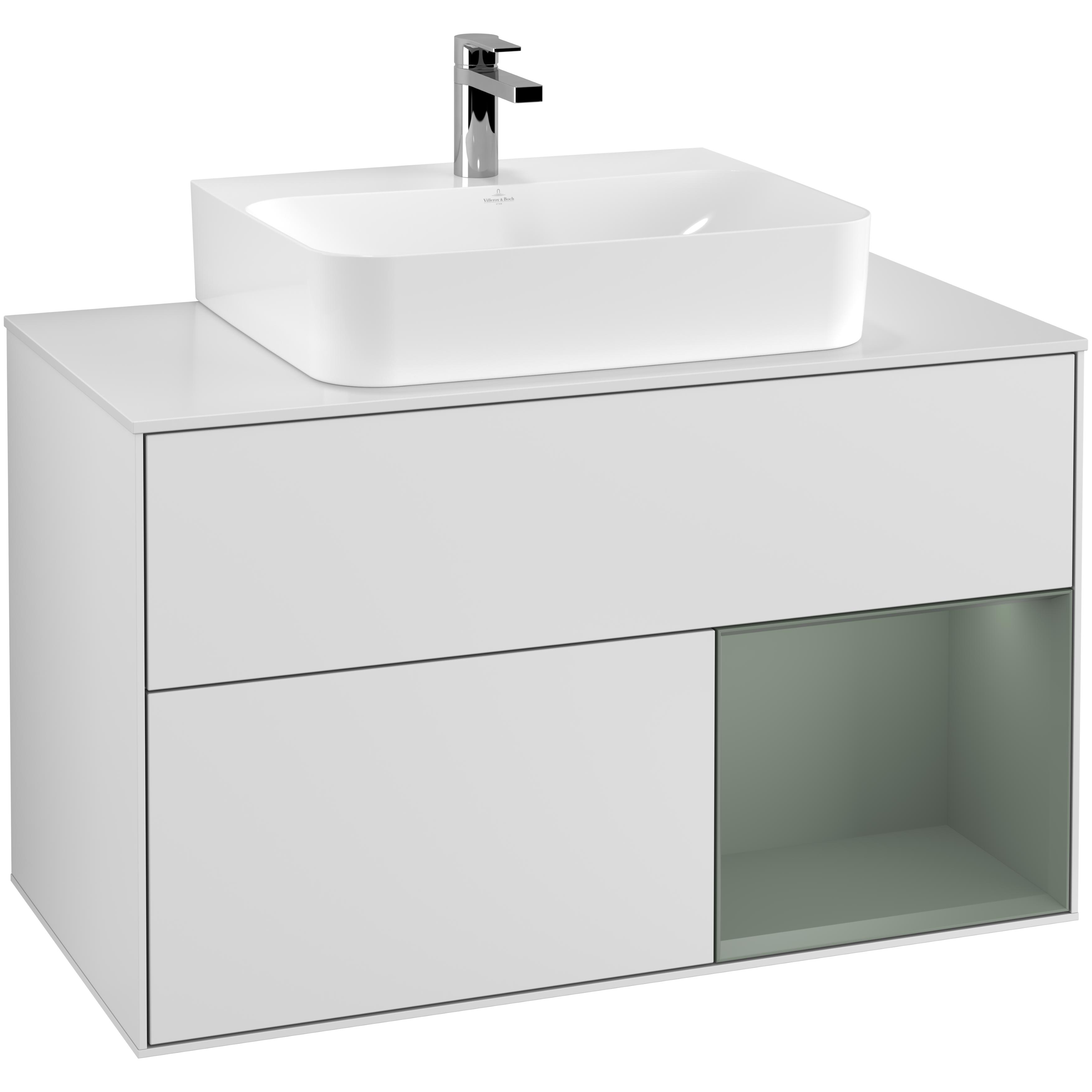 Tvättställsskåp Villeroy & Boch Finion med 2 Lådor Hylla och Bänkskiva för Centrerat Tvättställ | badrum - badrumsmobler - tvattstallsskap-och-kommod | KakelKungen