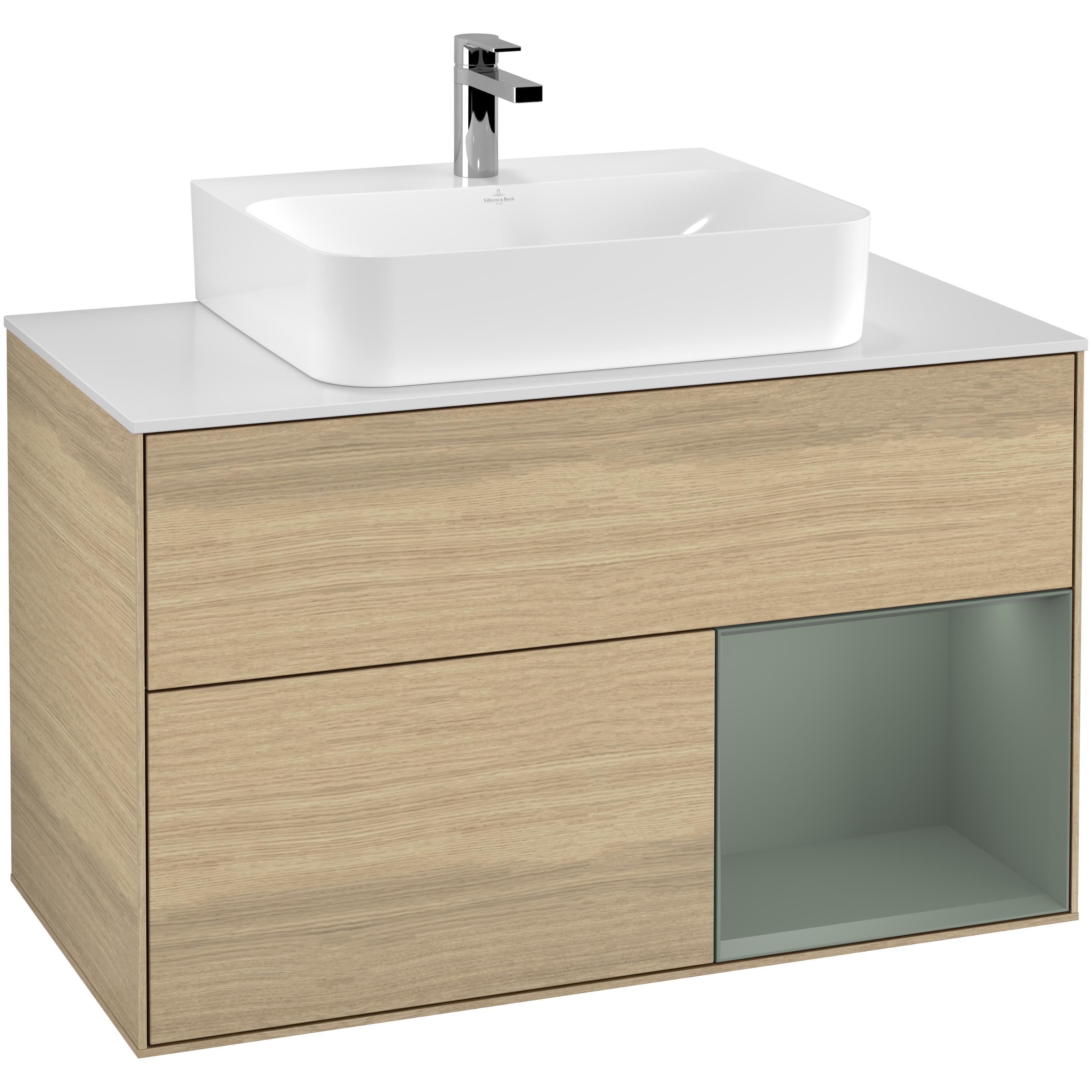 Tvättställsskåp Villeroy & Boch Finion med 2 Lådor Hylla och Bänkskiva för Centrerat Tvättställ | badrum - badrumsmobler - tvattstallsskap-och-kommod | KakelKungen