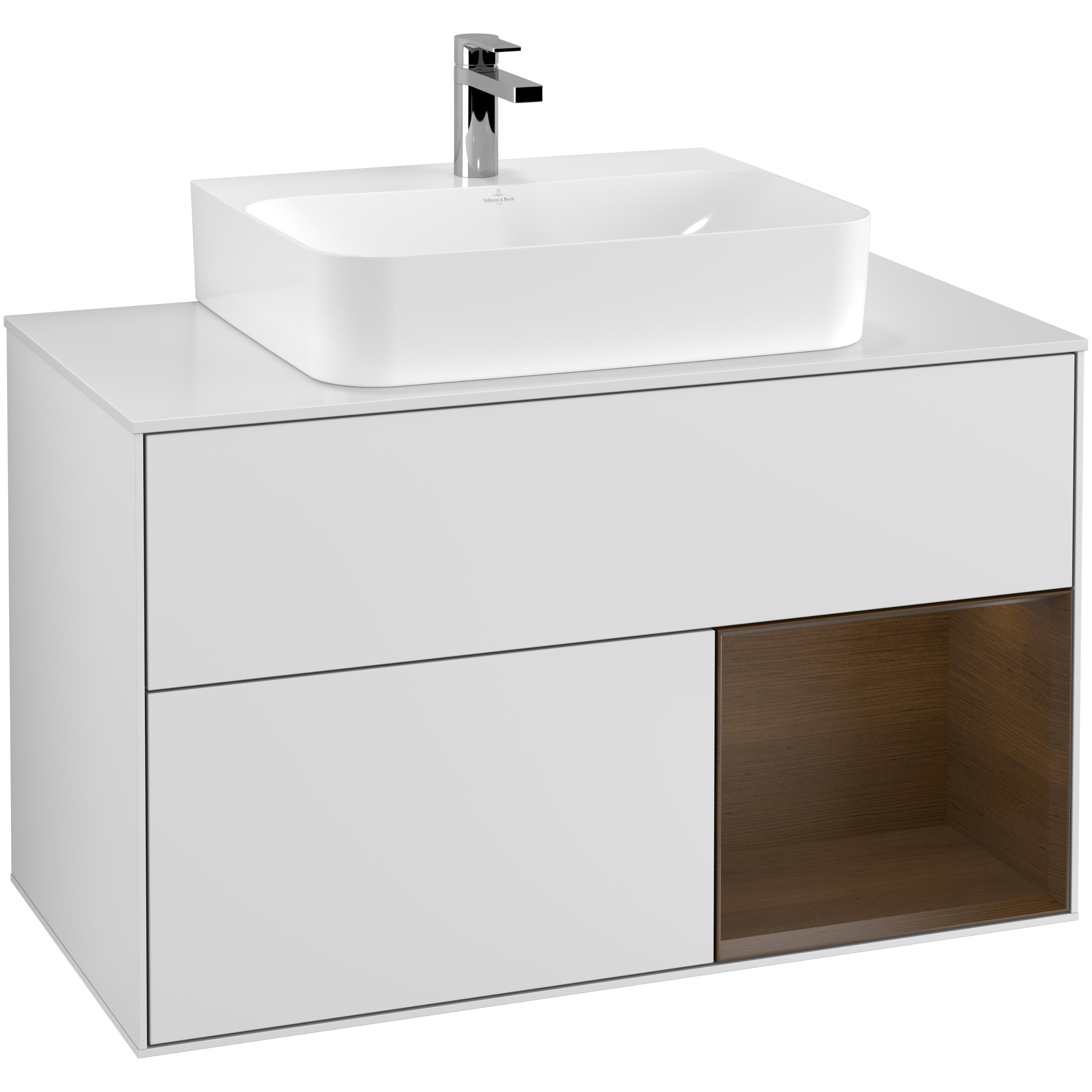 Tvättställsskåp Villeroy & Boch Finion med 2 Lådor Hylla och Bänkskiva för Centrerat Tvättställ | badrum - badrumsmobler - tvattstallsskap-och-kommod | KakelKungen