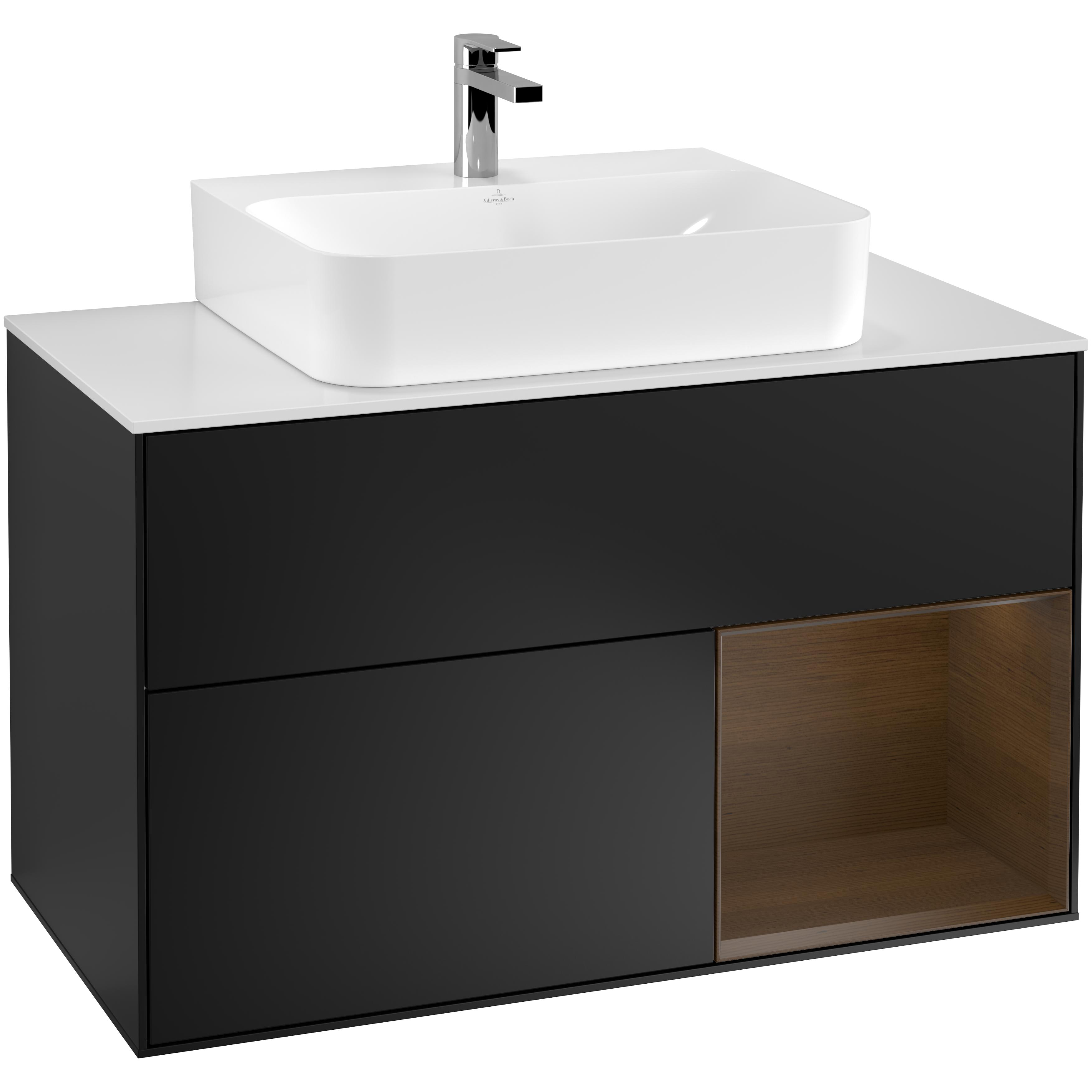 Tvättställsskåp Villeroy & Boch Finion med 2 Lådor Hylla och Bänkskiva för Centrerat Tvättställ | badrum - badrumsmobler - tvattstallsskap-och-kommod | KakelKungen