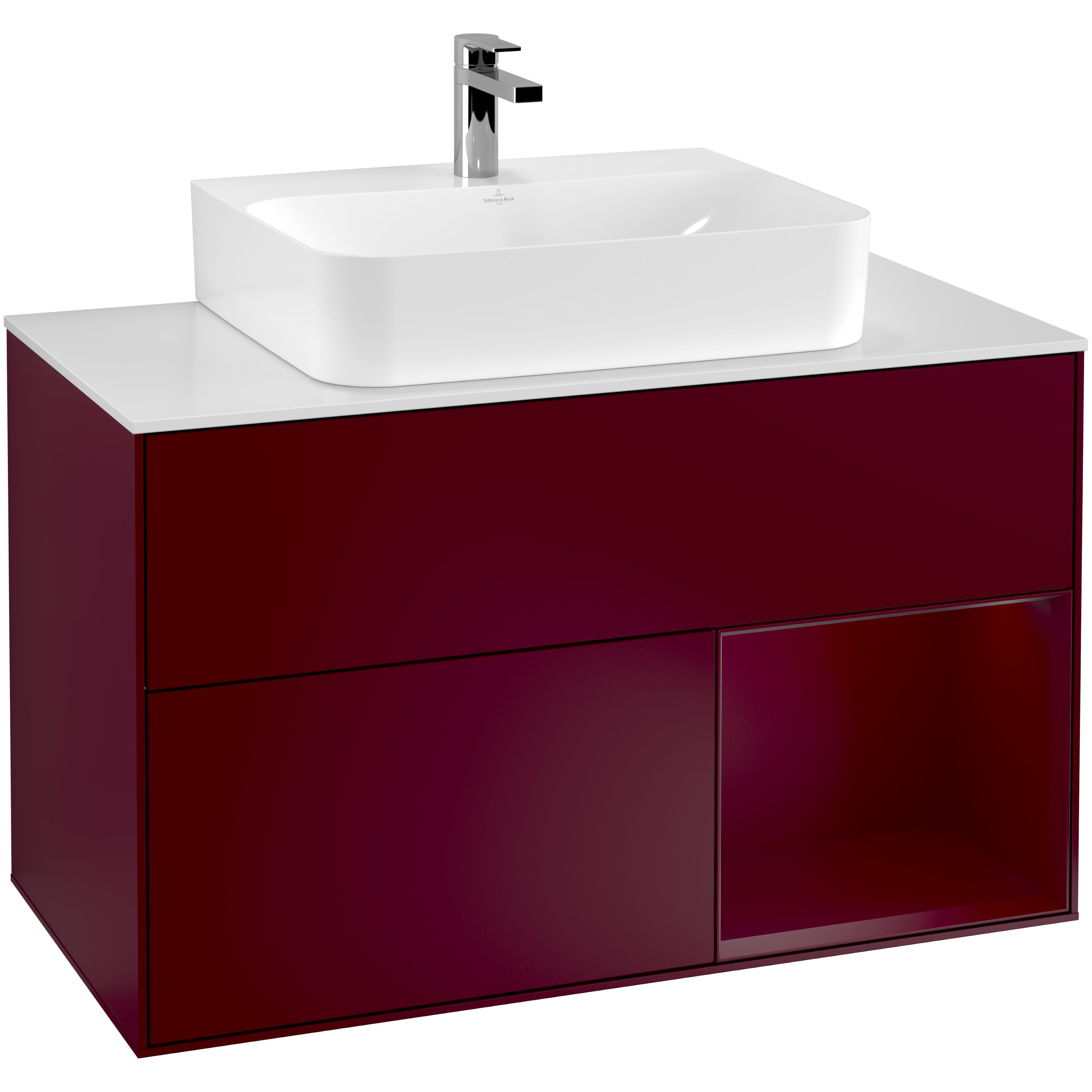 Tvättställsskåp Villeroy & Boch Finion med 2 Lådor Hylla och Bänkskiva för Centrerat Tvättställ | badrum - badrumsmobler - tvattstallsskap-och-kommod | KakelKungen