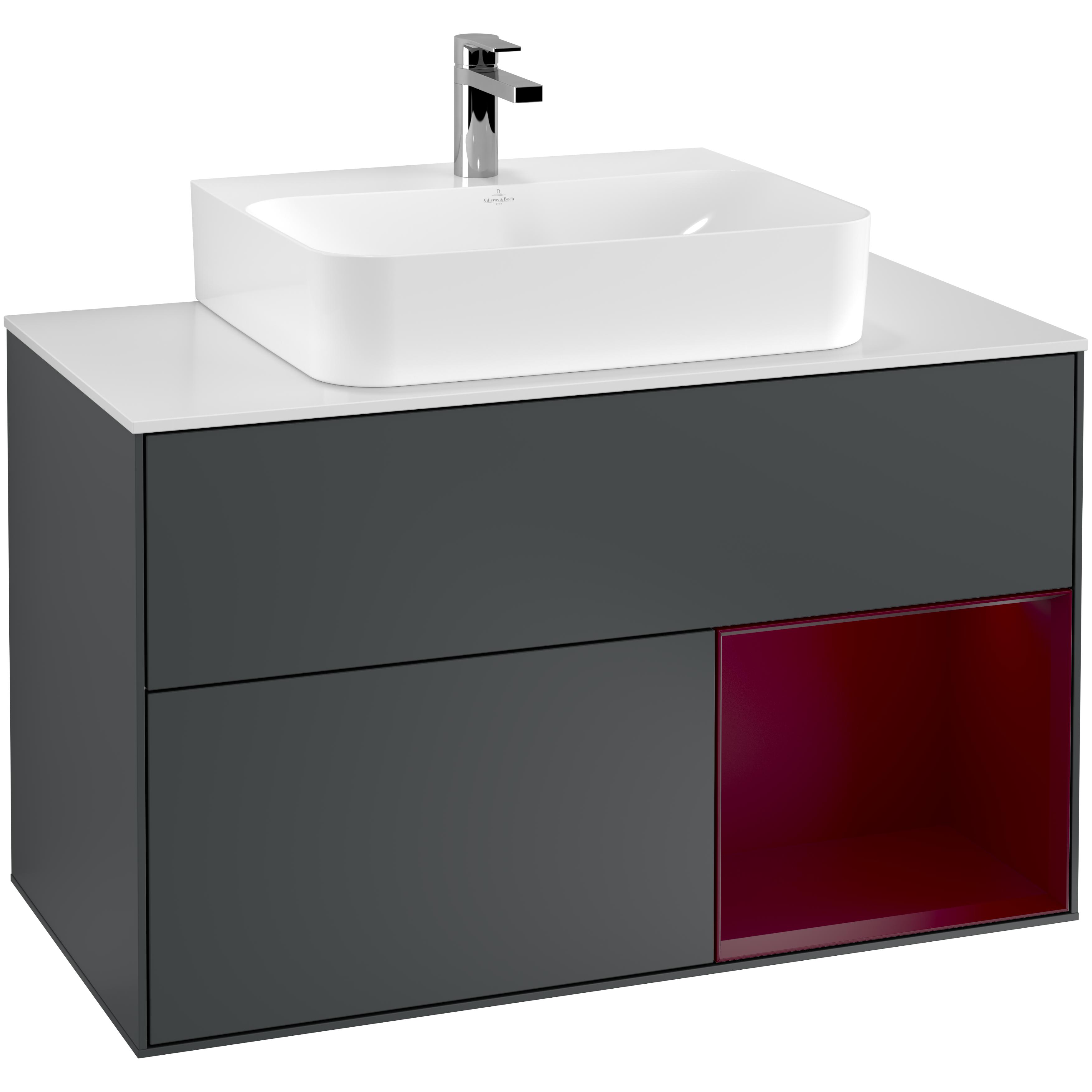 Tvättställsskåp Villeroy & Boch Finion med 2 Lådor Hylla och Bänkskiva för Centrerat Tvättställ | badrum - badrumsmobler - tvattstallsskap-och-kommod | KakelKungen