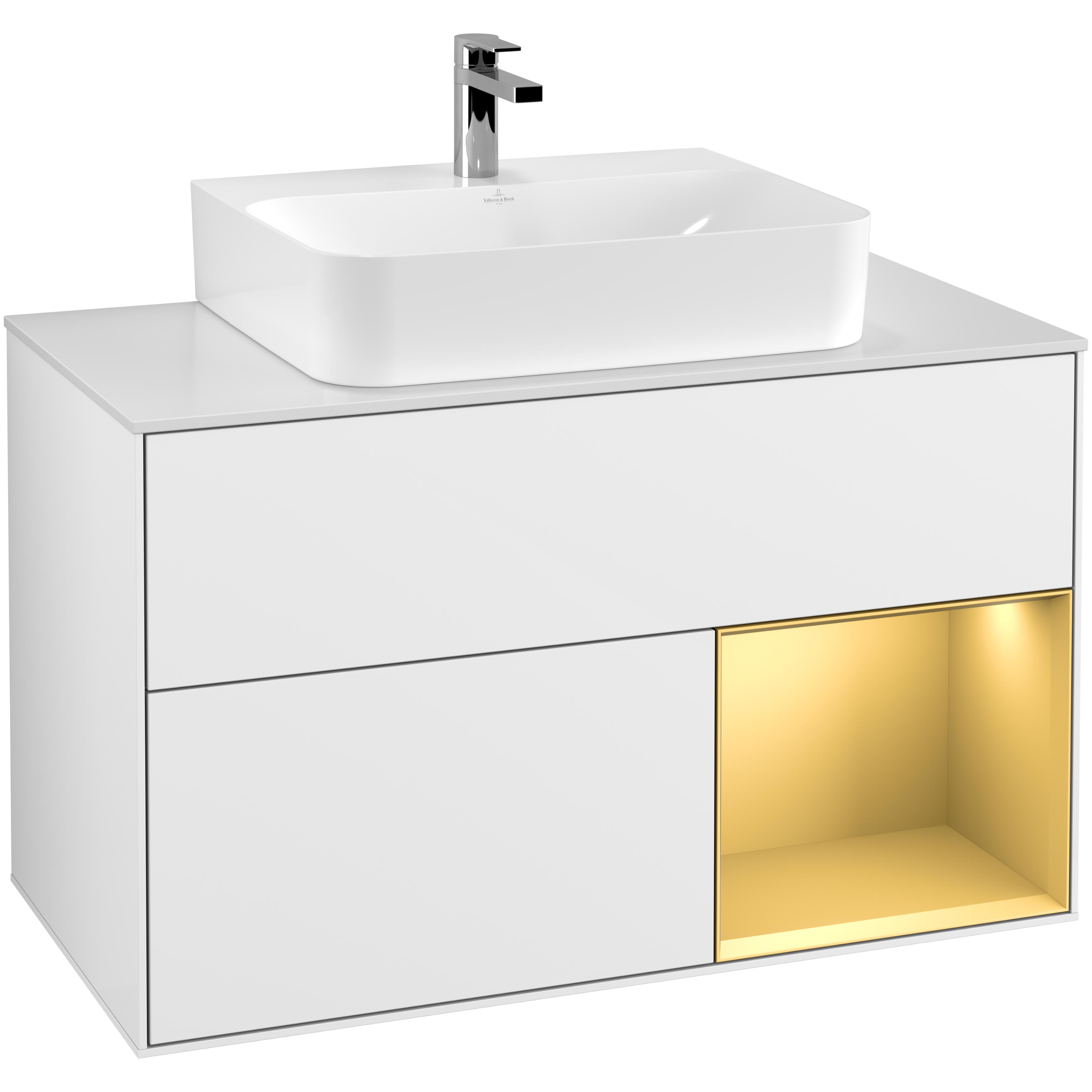 Tvättställsskåp Villeroy & Boch Finion med 2 Lådor Hylla och Bänkskiva för Centrerat Tvättställ