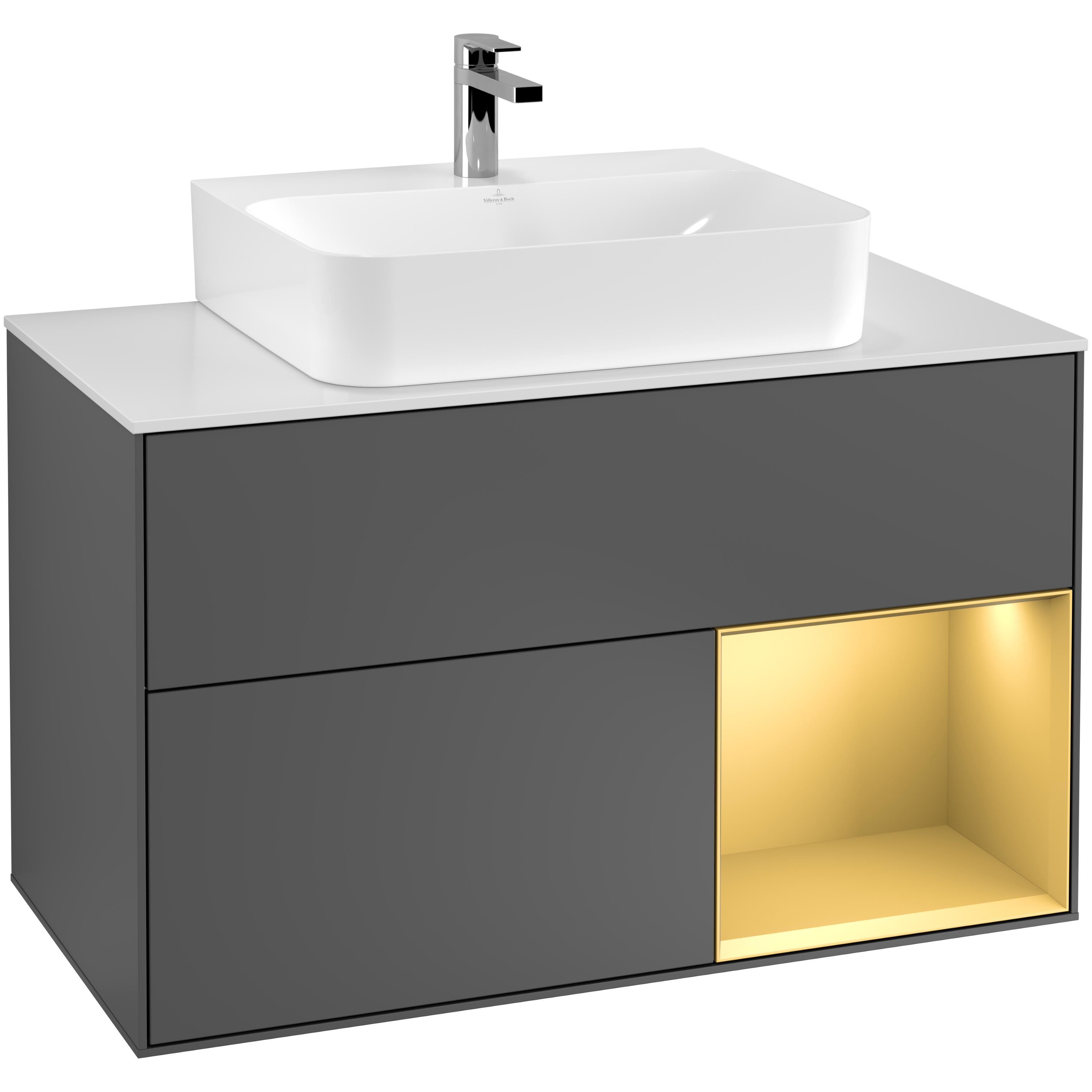 Tvättställsskåp Villeroy & Boch Finion med 2 Lådor Hylla och Bänkskiva för Centrerat Tvättställ