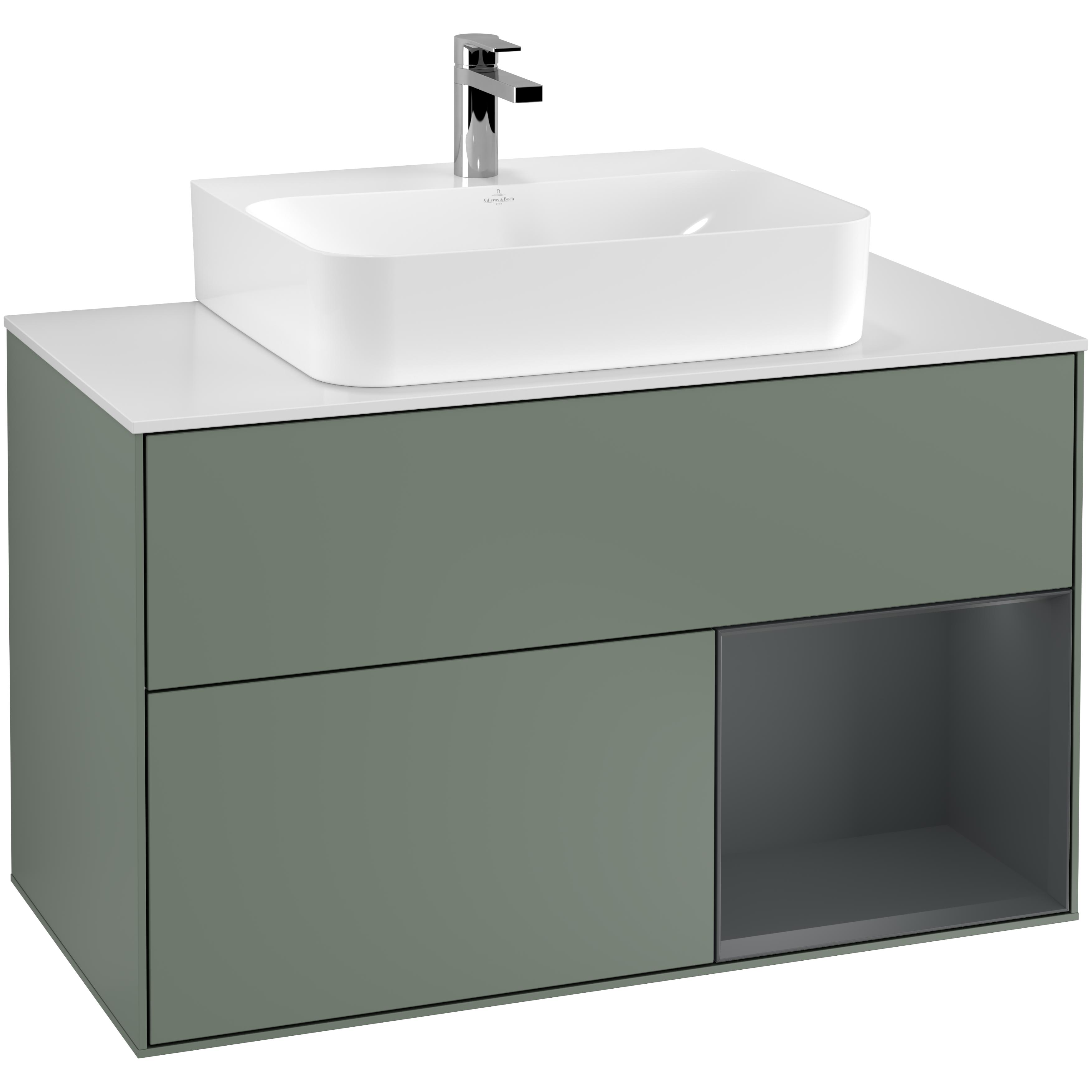 Tvättställsskåp Villeroy & Boch Finion med 2 Lådor Hylla och Bänkskiva för Centrerat Tvättställ | badrum - badrumsmobler - tvattstallsskap-och-kommod | KakelKungen