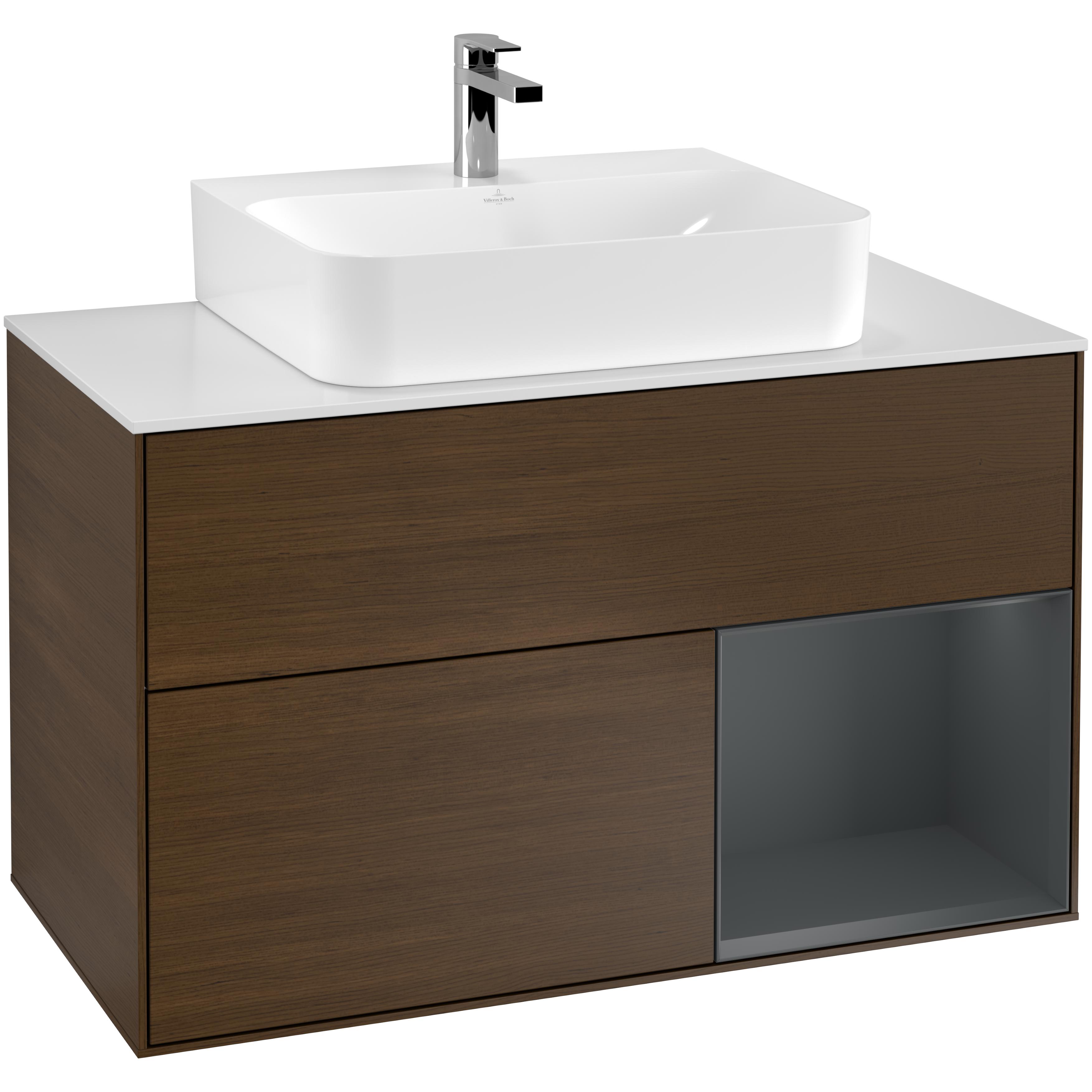 Tvättställsskåp Villeroy & Boch Finion med 2 Lådor Hylla och Bänkskiva för Centrerat Tvättställ | badrum - badrumsmobler - tvattstallsskap-och-kommod | KakelKungen