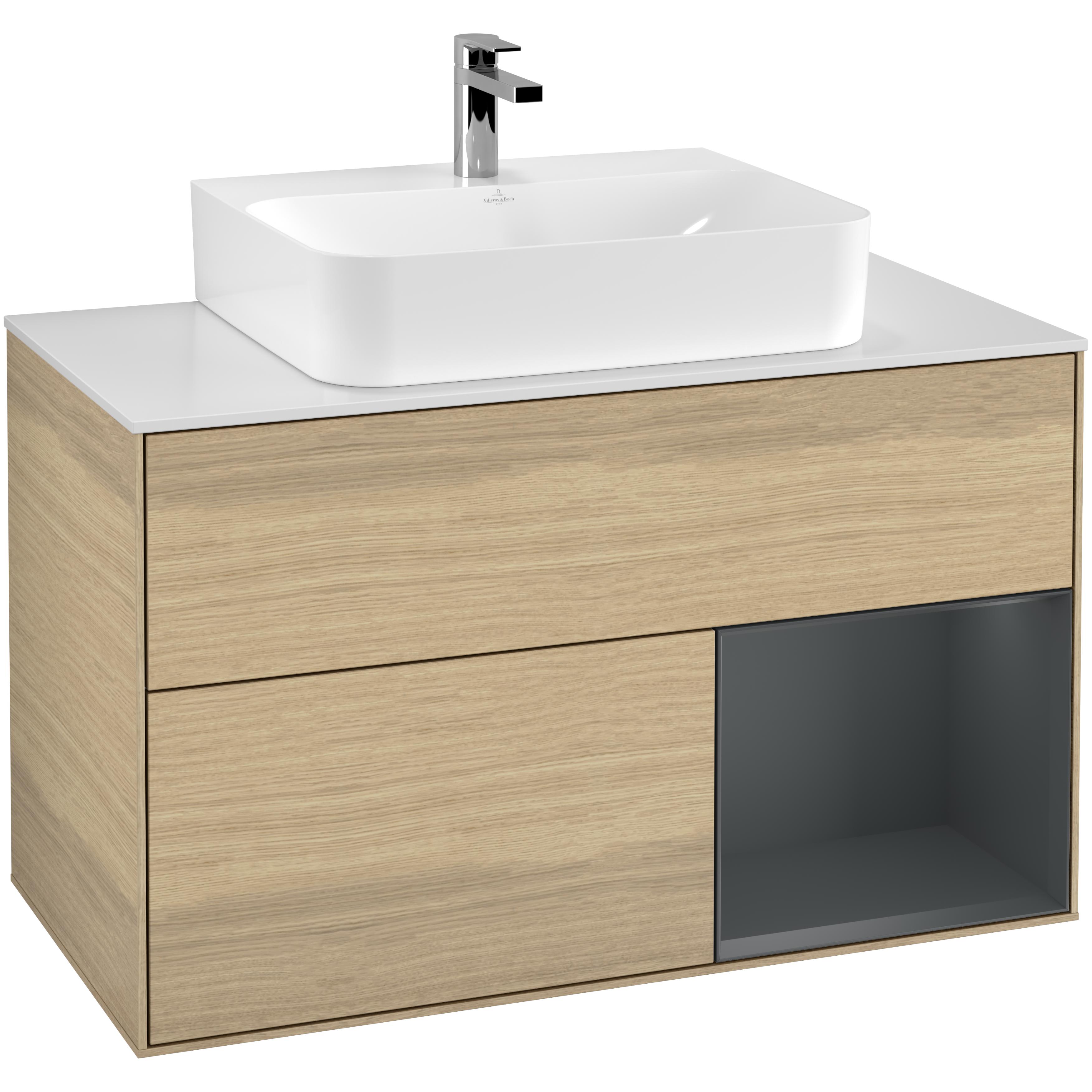 Tvättställsskåp Villeroy & Boch Finion med 2 Lådor Hylla och Bänkskiva för Centrerat Tvättställ | badrum - badrumsmobler - tvattstallsskap-och-kommod | KakelKungen