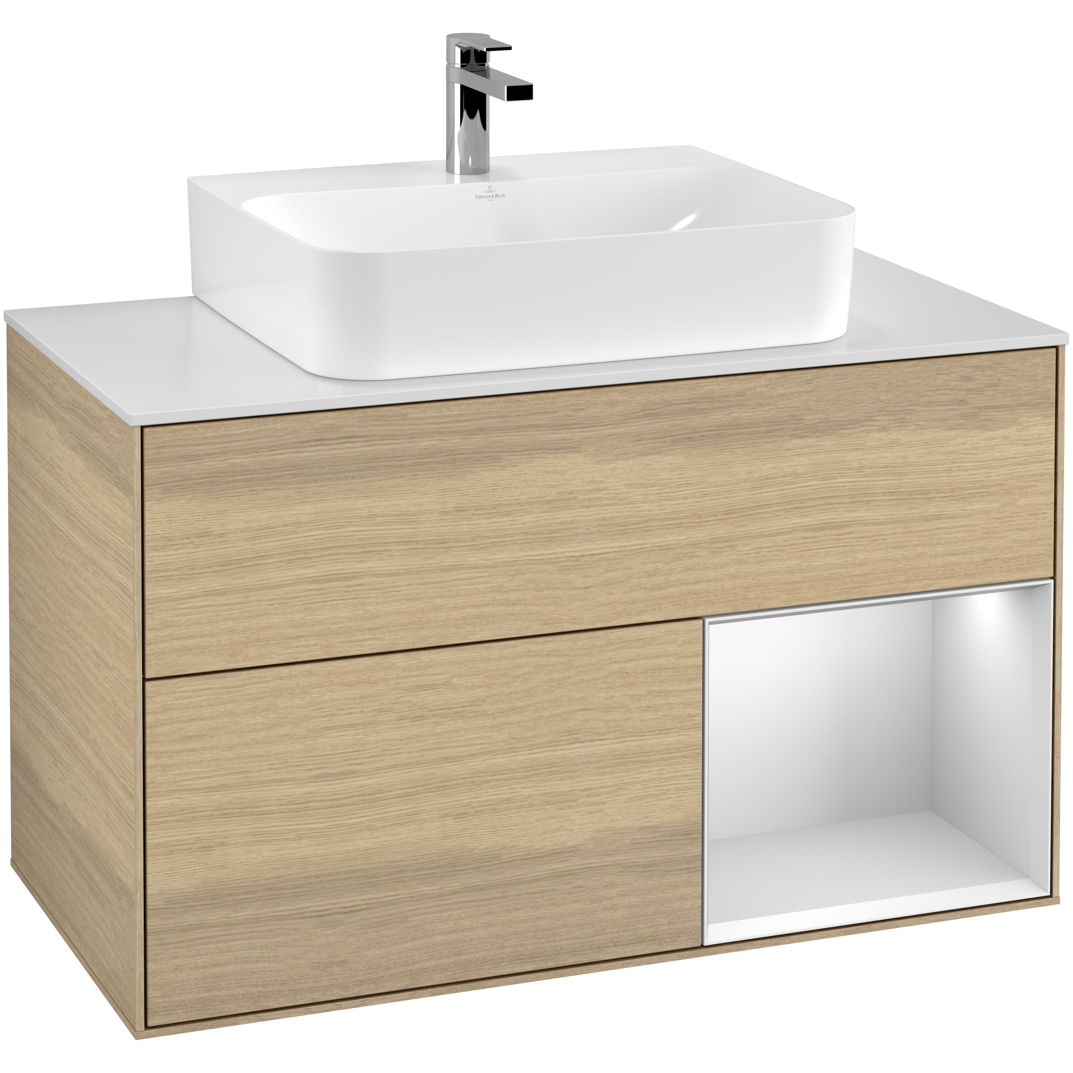 Tvättställsskåp Villeroy & Boch Finion med 2 Lådor Hylla och Bänkskiva för Centrerat Tvättställ | badrum - badrumsmobler - tvattstallsskap-och-kommod | KakelKungen