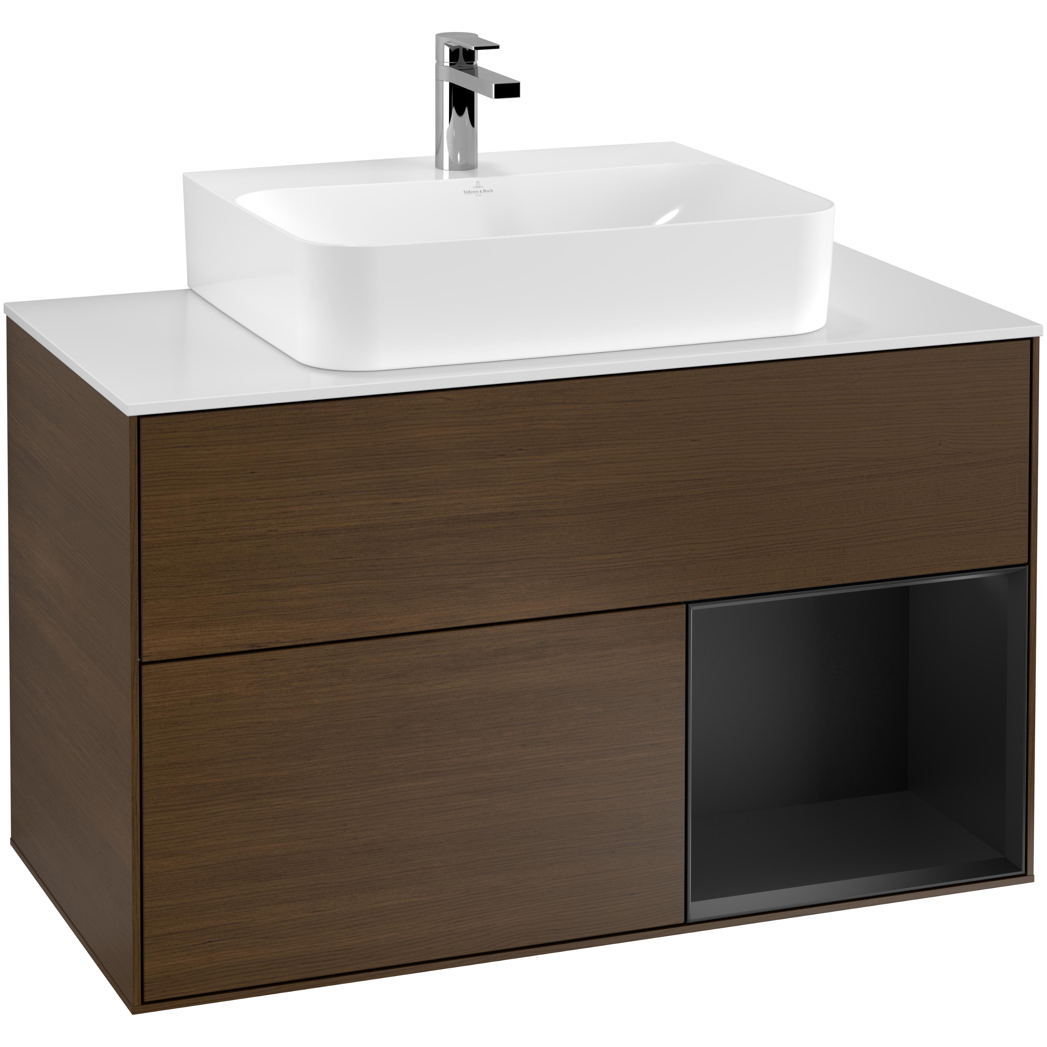 Tvättställsskåp Villeroy & Boch Finion med 2 Lådor Hylla och Bänkskiva för Centrerat Tvättställ | badrum - badrumsmobler - tvattstallsskap-och-kommod | KakelKungen