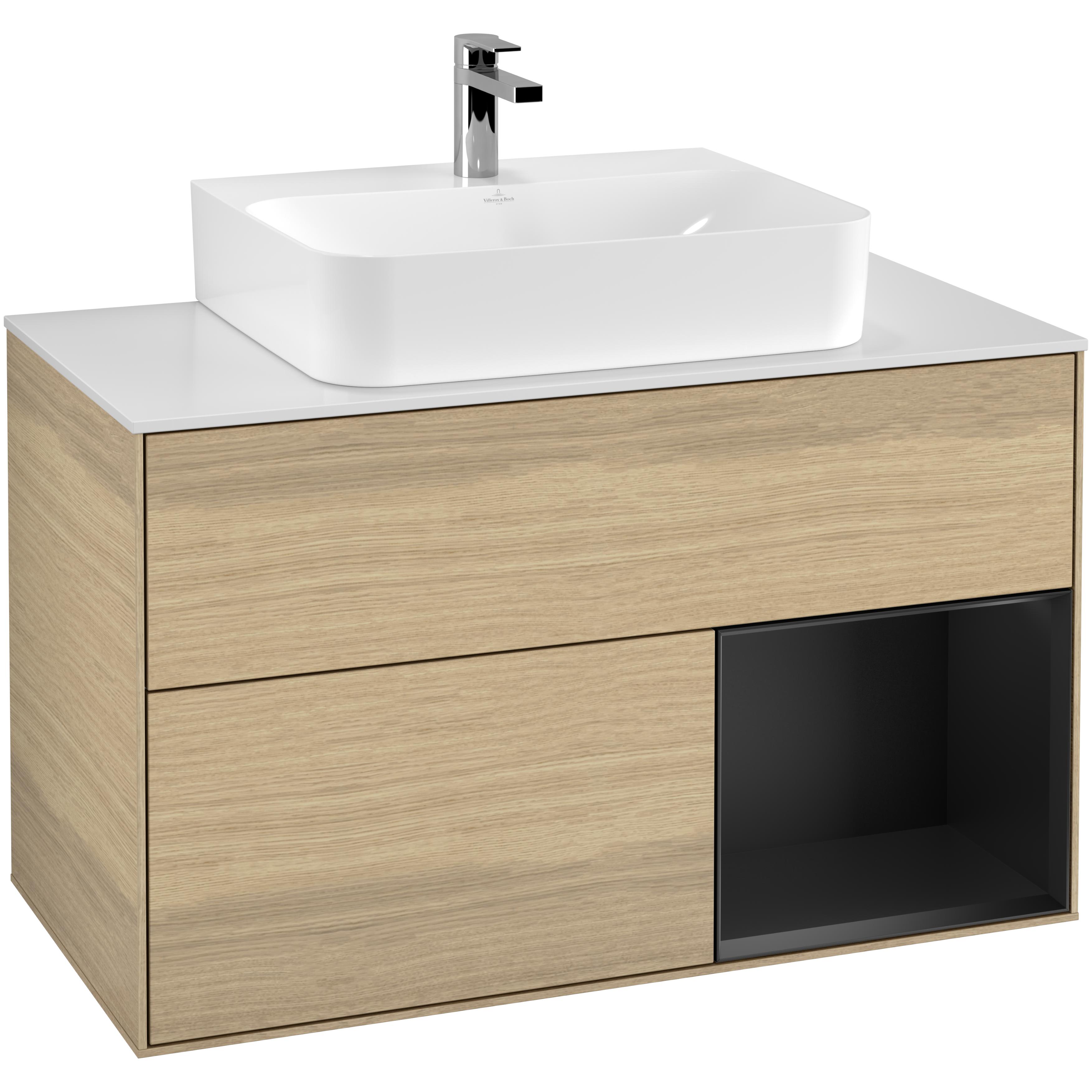 Tvättställsskåp Villeroy & Boch Finion med 2 Lådor Hylla och Bänkskiva för Centrerat Tvättställ | badrum - badrumsmobler - tvattstallsskap-och-kommod | KakelKungen