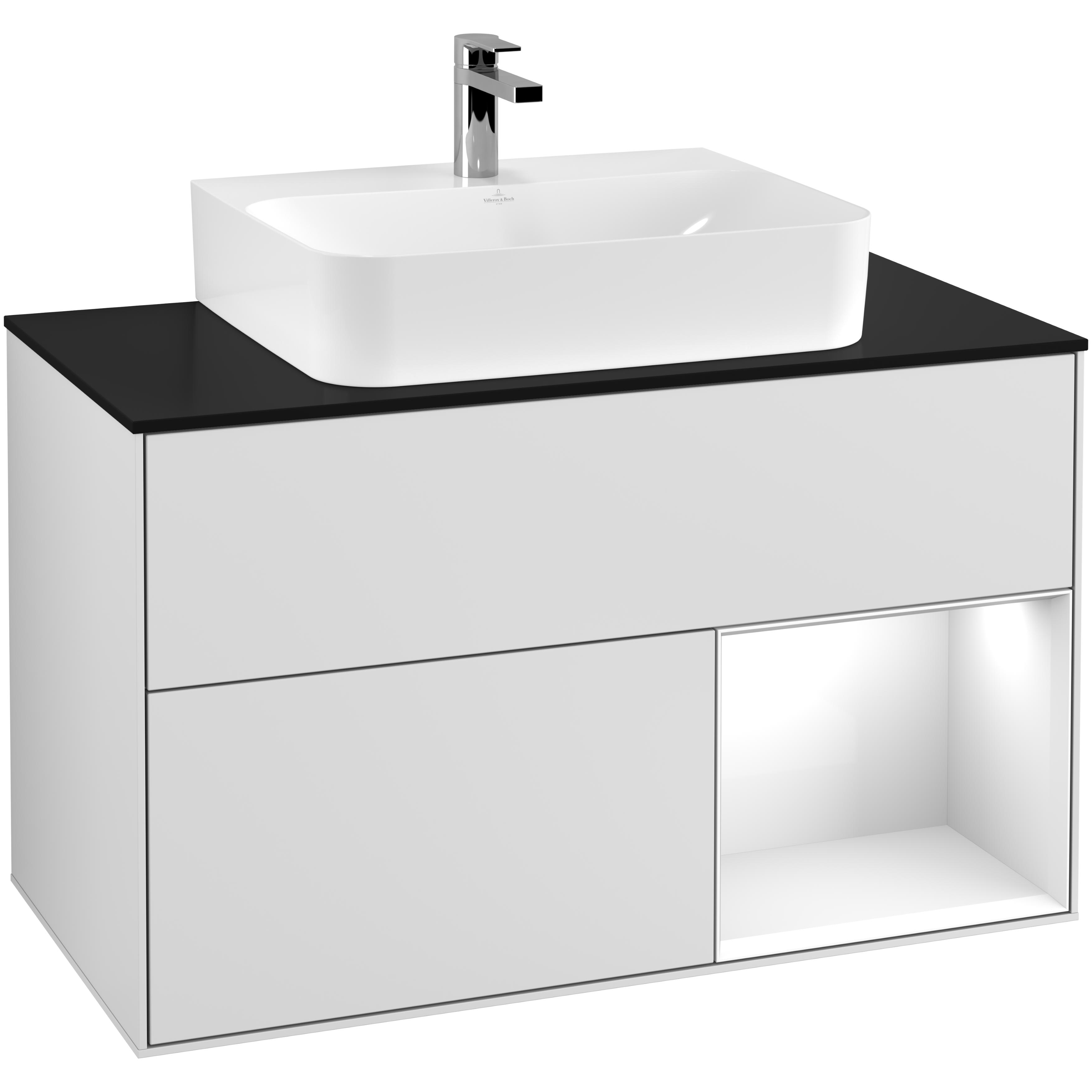 Tvättställsskåp Villeroy & Boch Finion med 2 Lådor Hylla och Bänkskiva för Centrerat Tvättställ | badrum - badrumsmobler - tvattstallsskap-och-kommod | KakelKungen