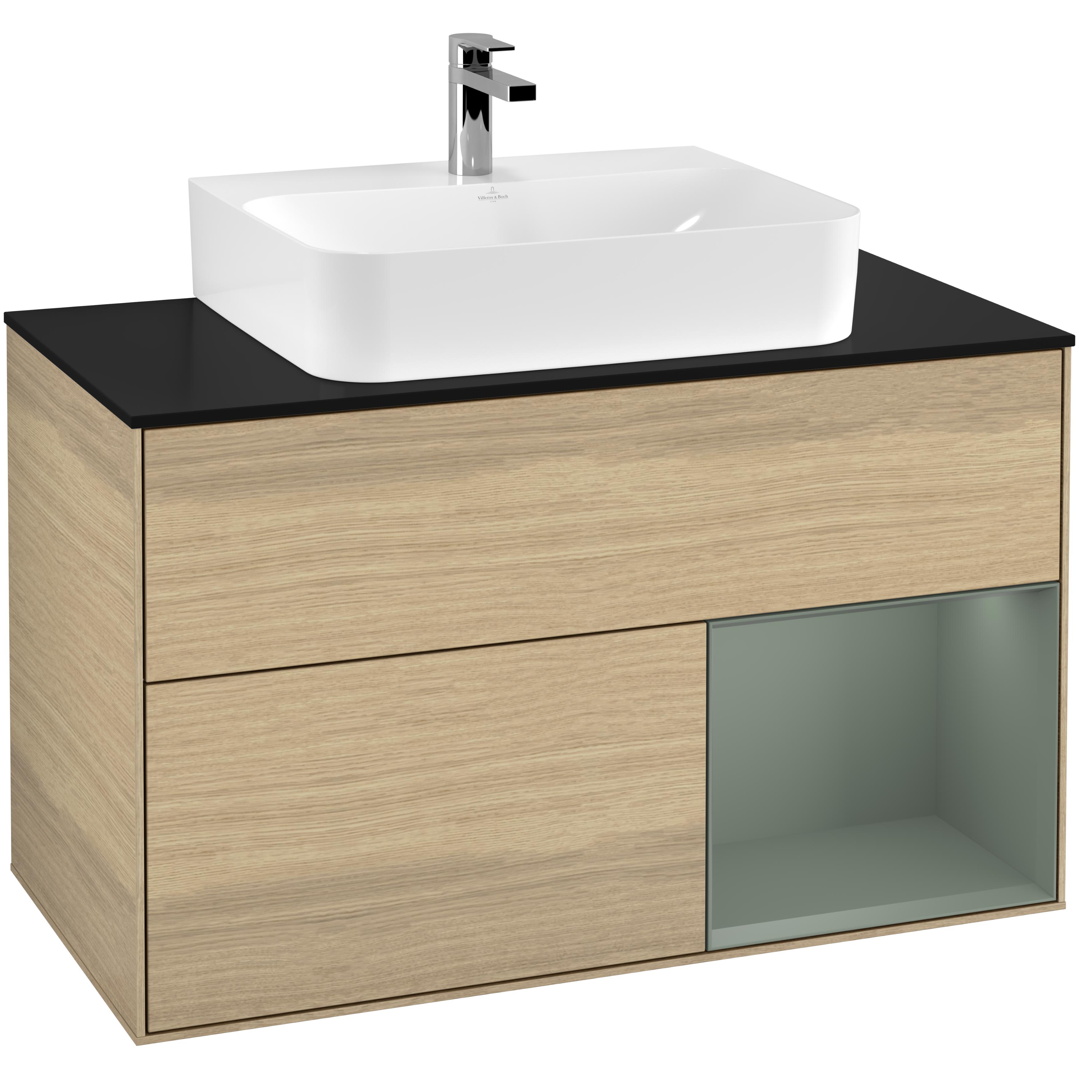 Tvättställsskåp Villeroy & Boch Finion med 2 Lådor Hylla och Bänkskiva för Centrerat Tvättställ | badrum - badrumsmobler - tvattstallsskap-och-kommod | KakelKungen