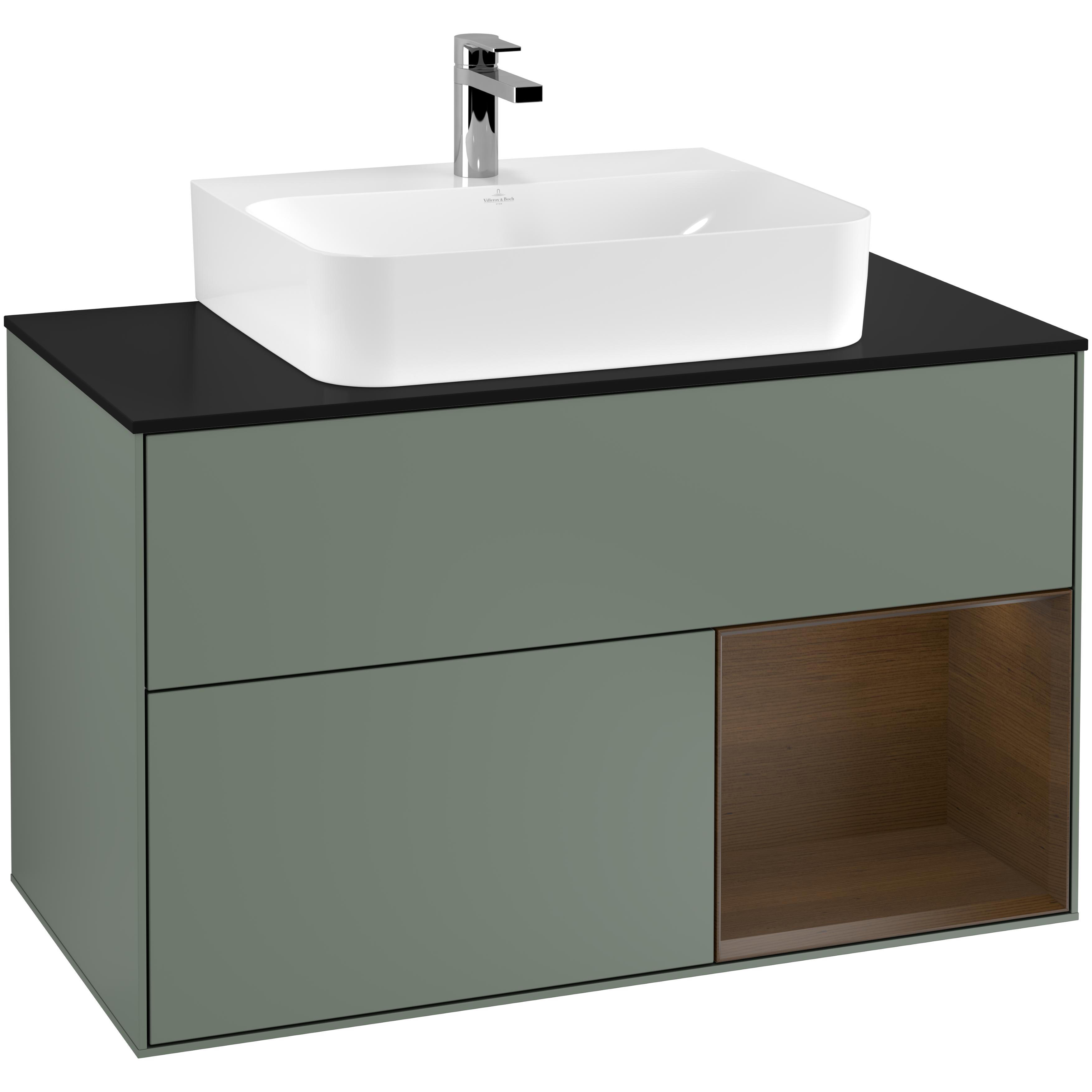 Tvättställsskåp Villeroy & Boch Finion med 2 Lådor Hylla och Bänkskiva för Centrerat Tvättställ | badrum - badrumsmobler - tvattstallsskap-och-kommod | KakelKungen