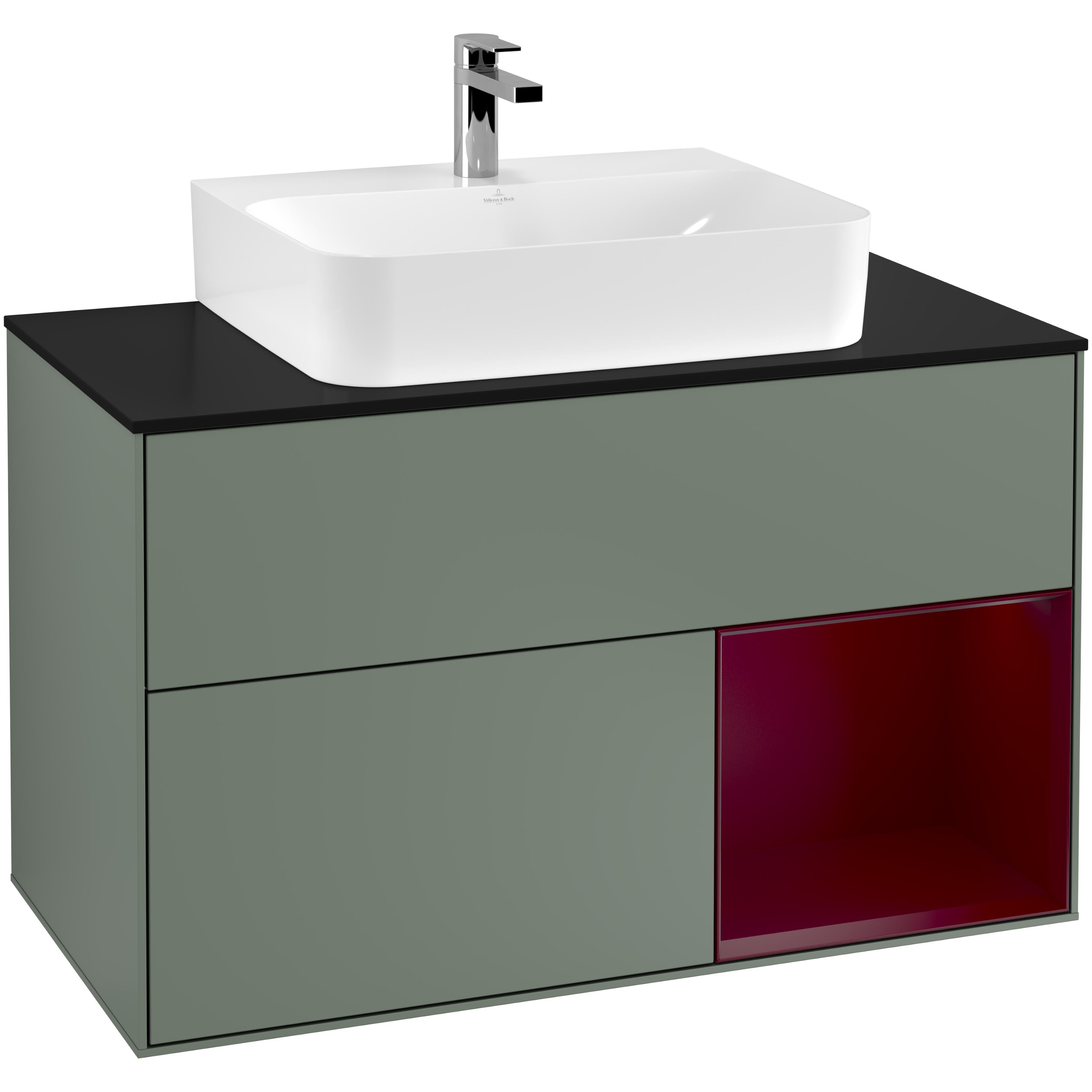 Tvättställsskåp Villeroy & Boch Finion med 2 Lådor Hylla och Bänkskiva för Centrerat Tvättställ | badrum - badrumsmobler - tvattstallsskap-och-kommod | KakelKungen