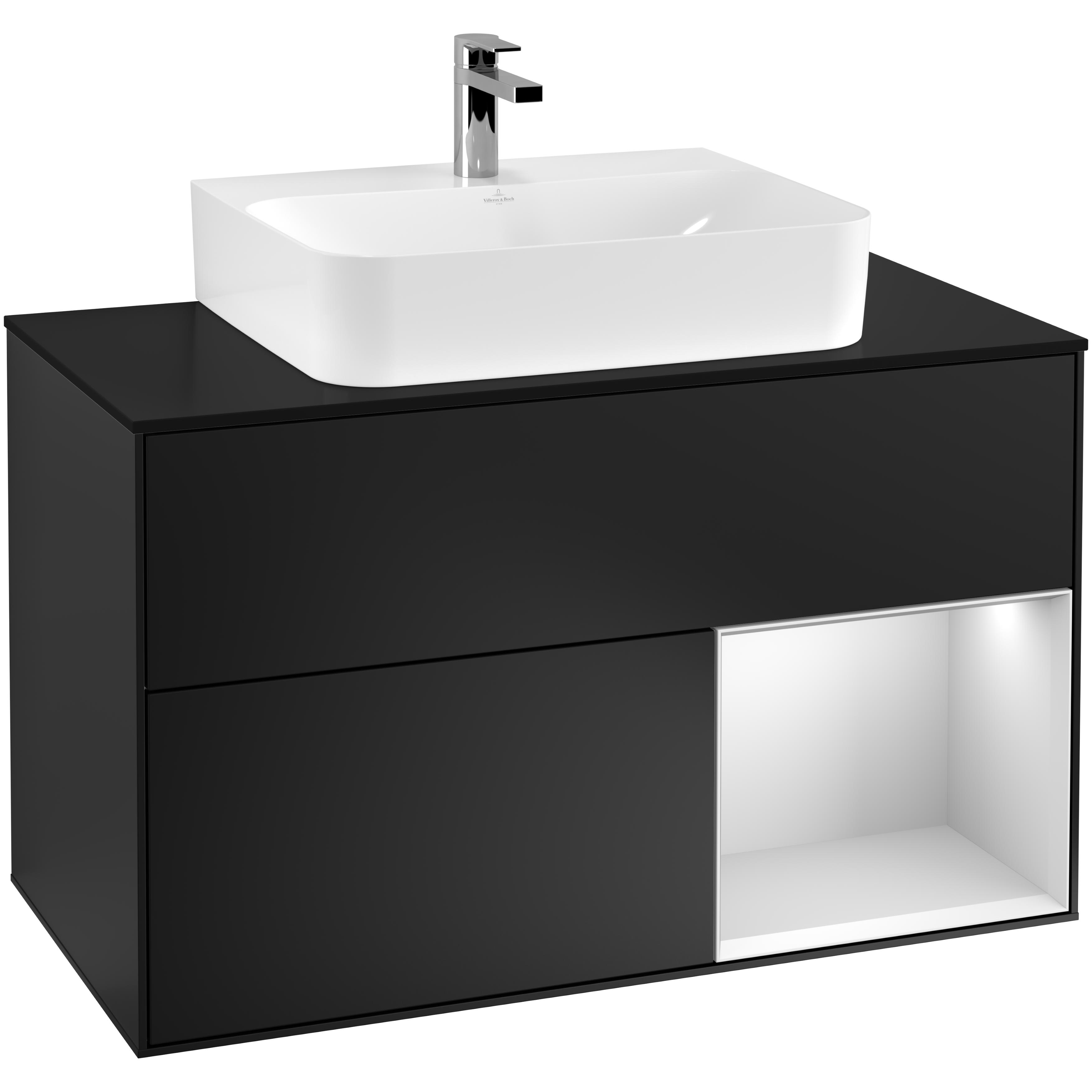 Tvättställsskåp Villeroy & Boch Finion med 2 Lådor Hylla och Bänkskiva för Centrerat Tvättställ | badrum - badrumsmobler - tvattstallsskap-och-kommod | KakelKungen