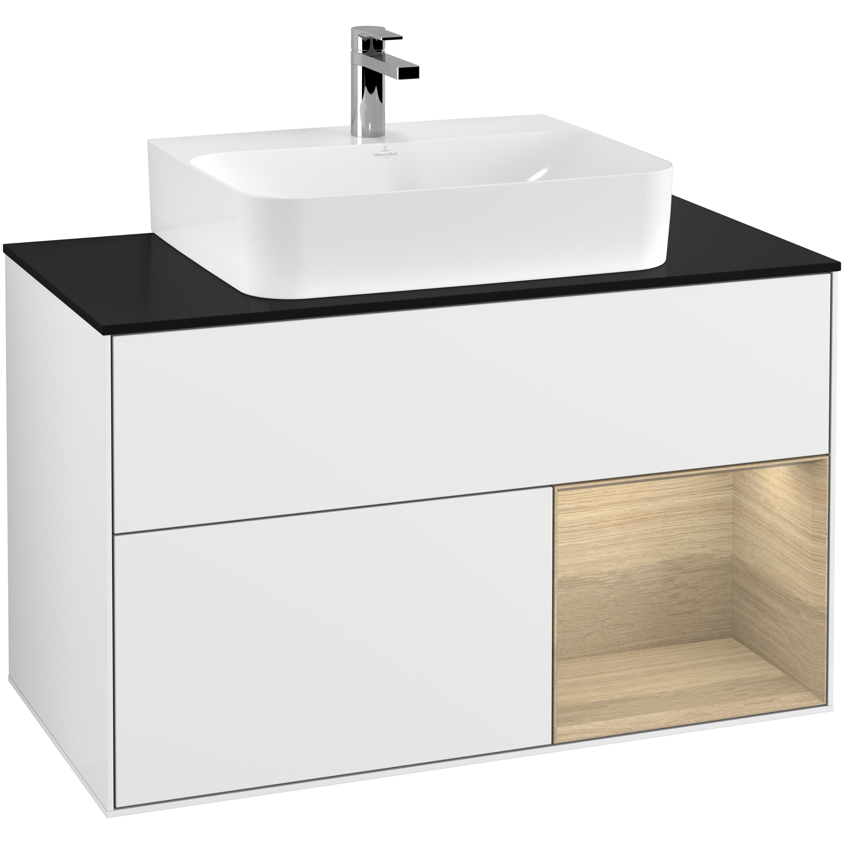 Tvättställsskåp Villeroy & Boch Finion med 2 Lådor Hylla och Bänkskiva för Centrerat Tvättställ | badrum - badrumsmobler - tvattstallsskap-och-kommod | KakelKungen