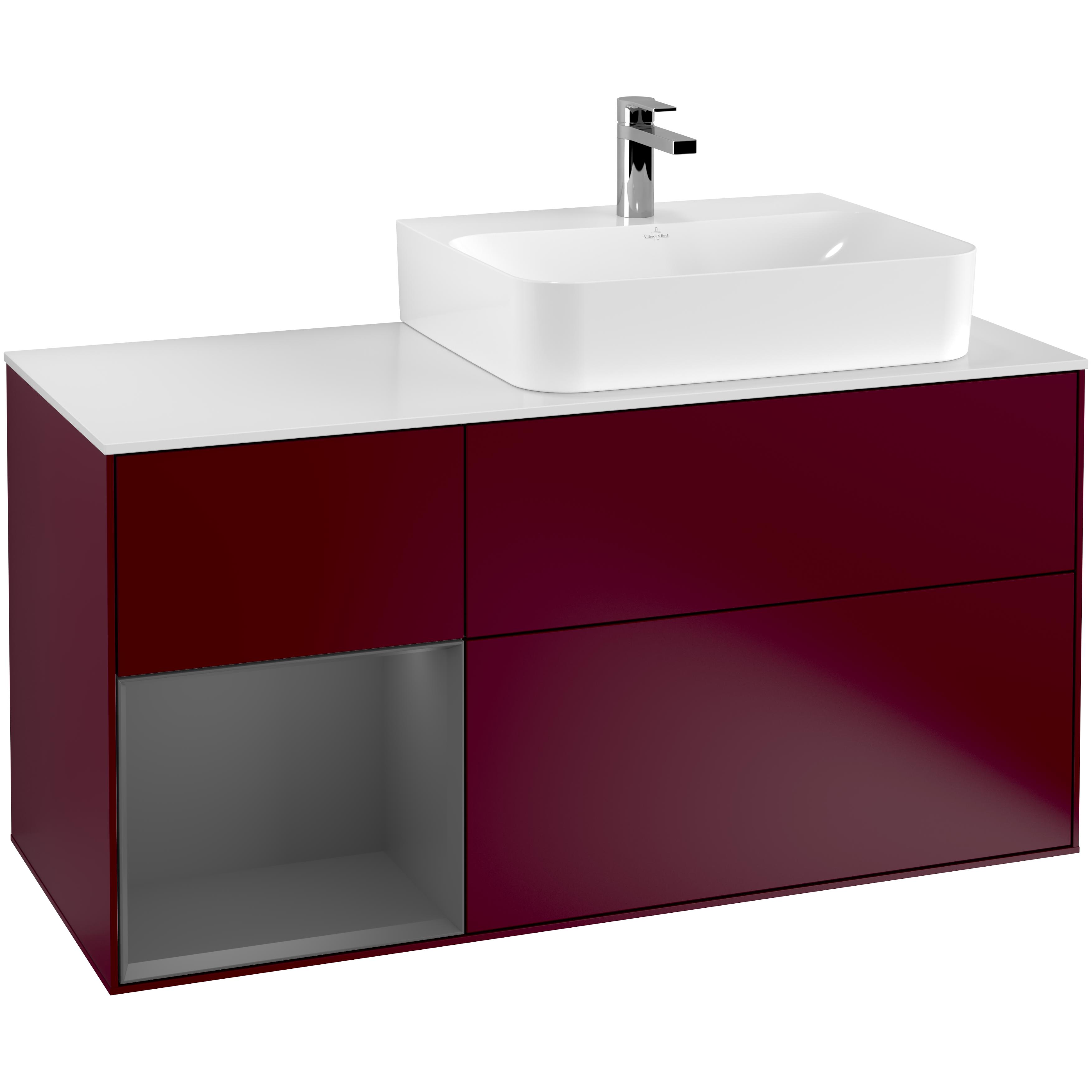 Tvättställsskåp Villeroy & Boch Finion med 3 Lådor Hylla och Bänkskiva för Ocentrerat Tvättställ | badrum - badrumsmobler - tvattstallsskap-och-kommod | KakelKungen