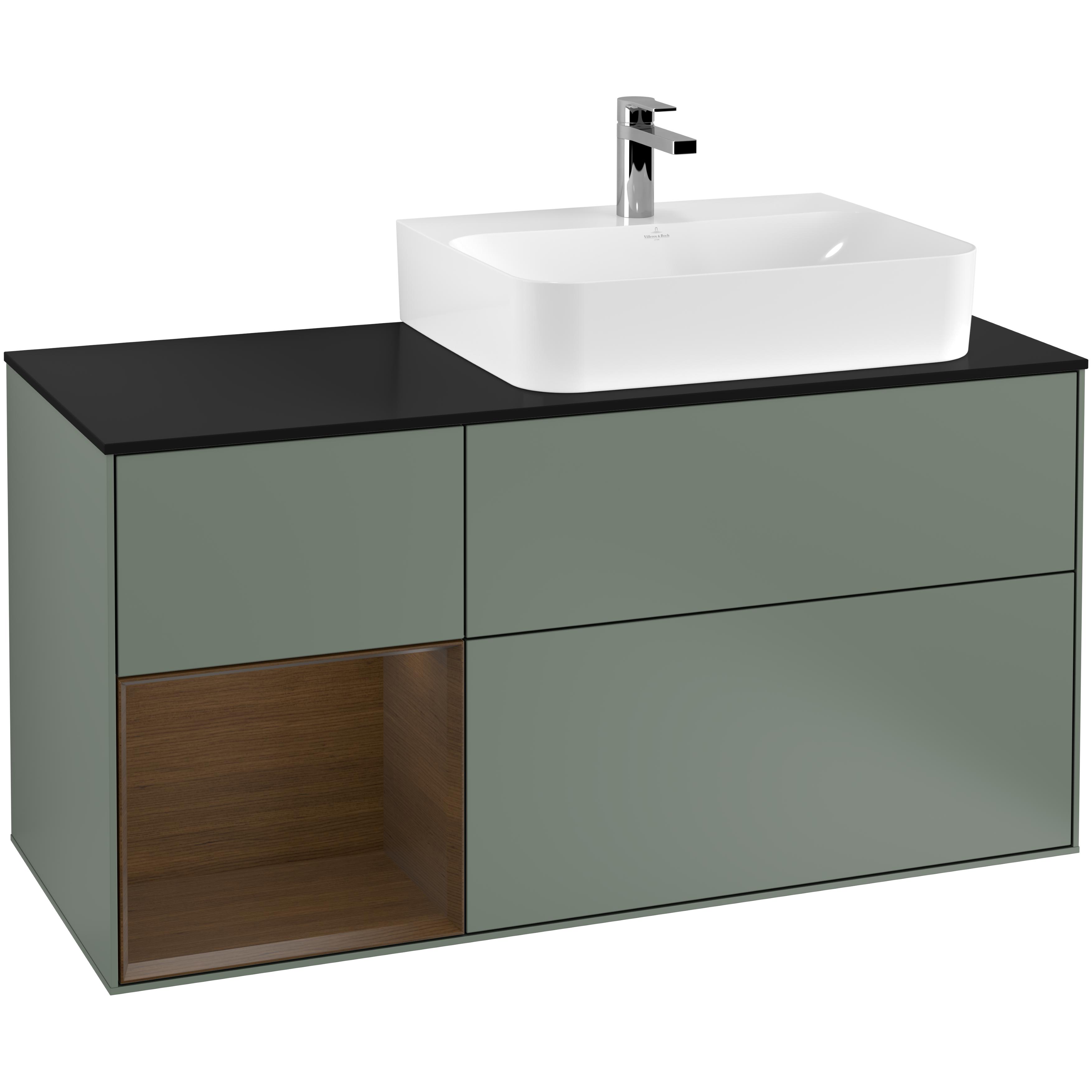 Tvättställsskåp Villeroy & Boch Finion med 3 Lådor Hylla och Bänkskiva för Ocentrerat Tvättställ | badrum - badrumsmobler - tvattstallsskap-och-kommod | KakelKungen