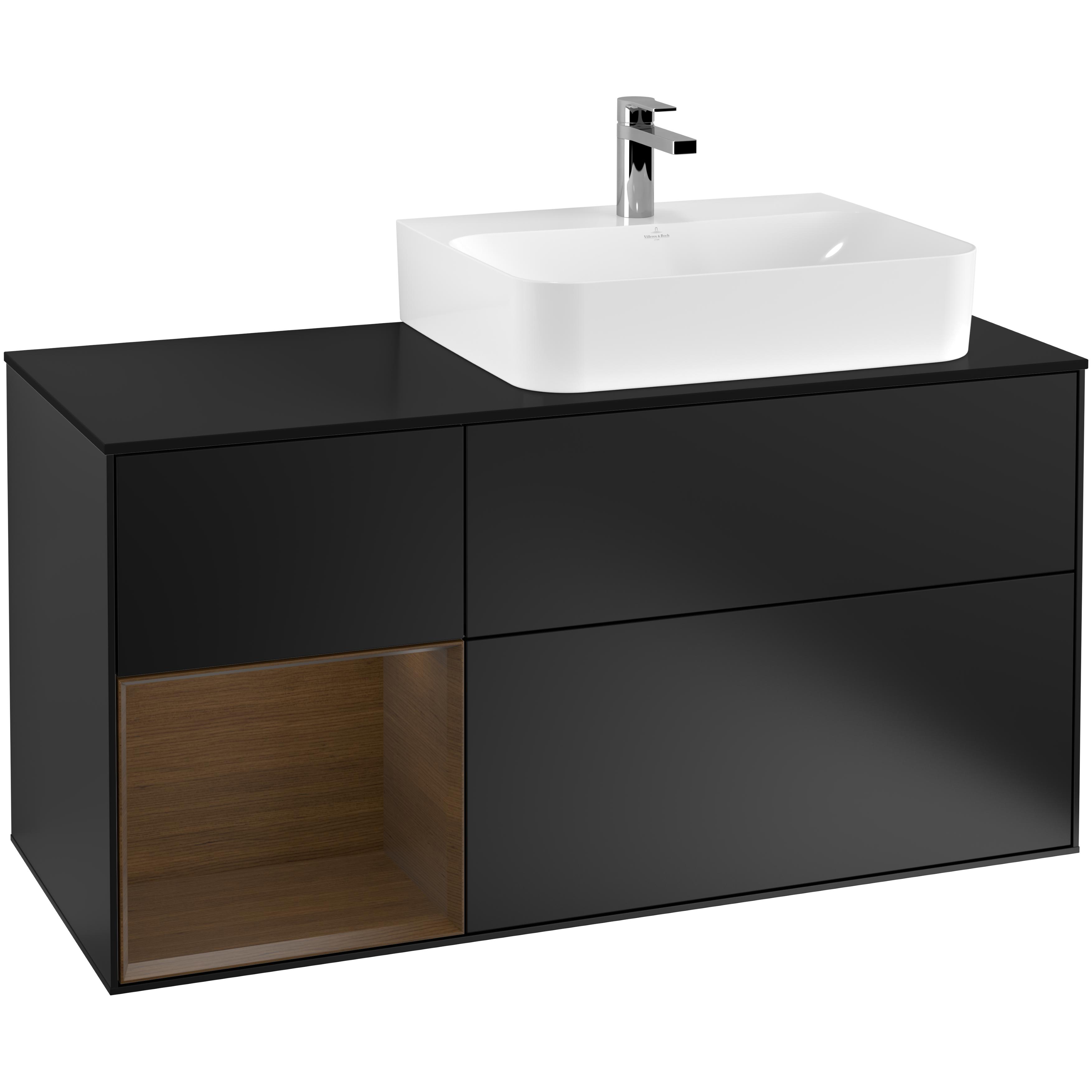 Tvättställsskåp Villeroy & Boch Finion med 3 Lådor Hylla och Bänkskiva för Ocentrerat Tvättställ | badrum - badrumsmobler - tvattstallsskap-och-kommod | KakelKungen