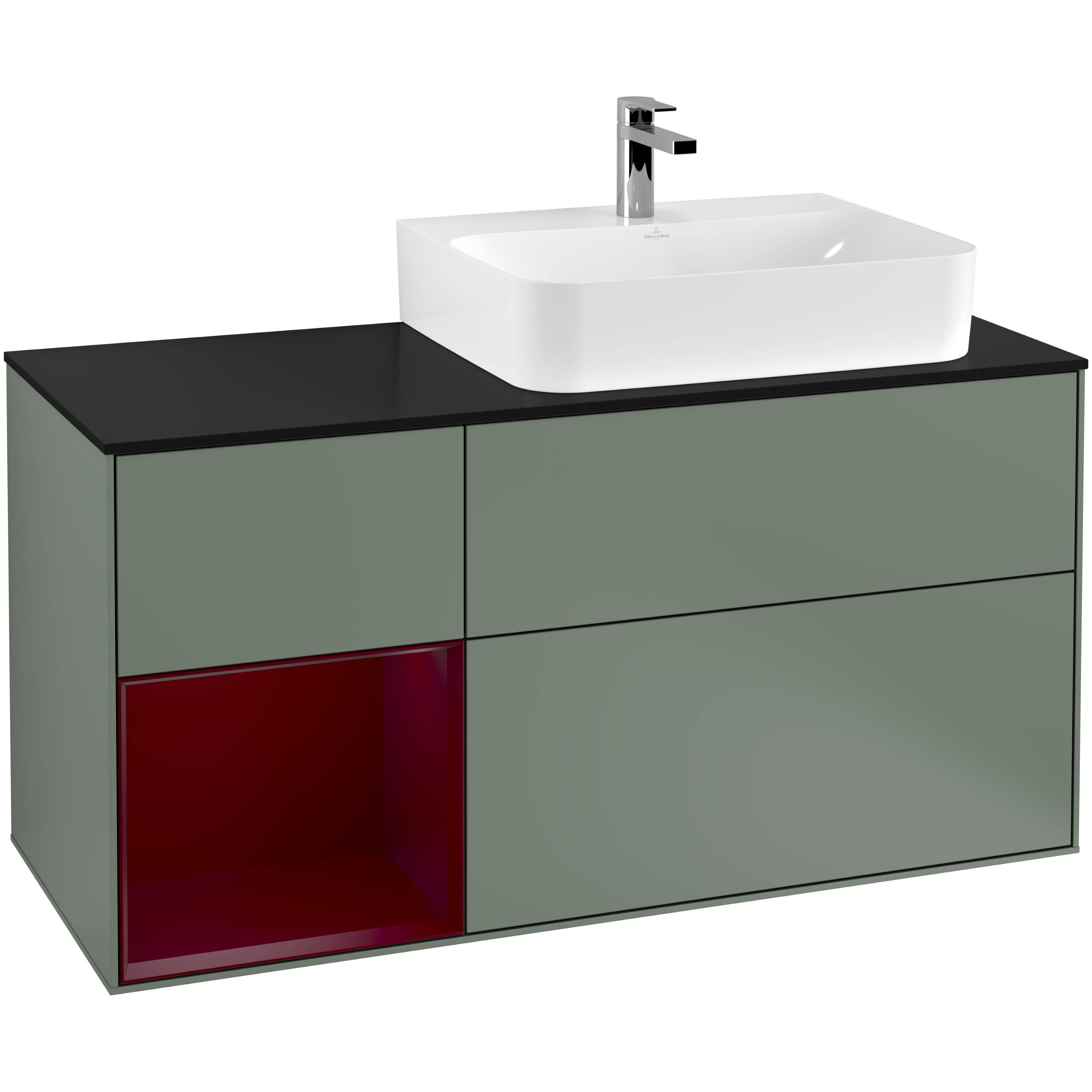 Tvättställsskåp Villeroy & Boch Finion med 3 Lådor Hylla och Bänkskiva för Ocentrerat Tvättställ | badrum - badrumsmobler - tvattstallsskap-och-kommod | KakelKungen