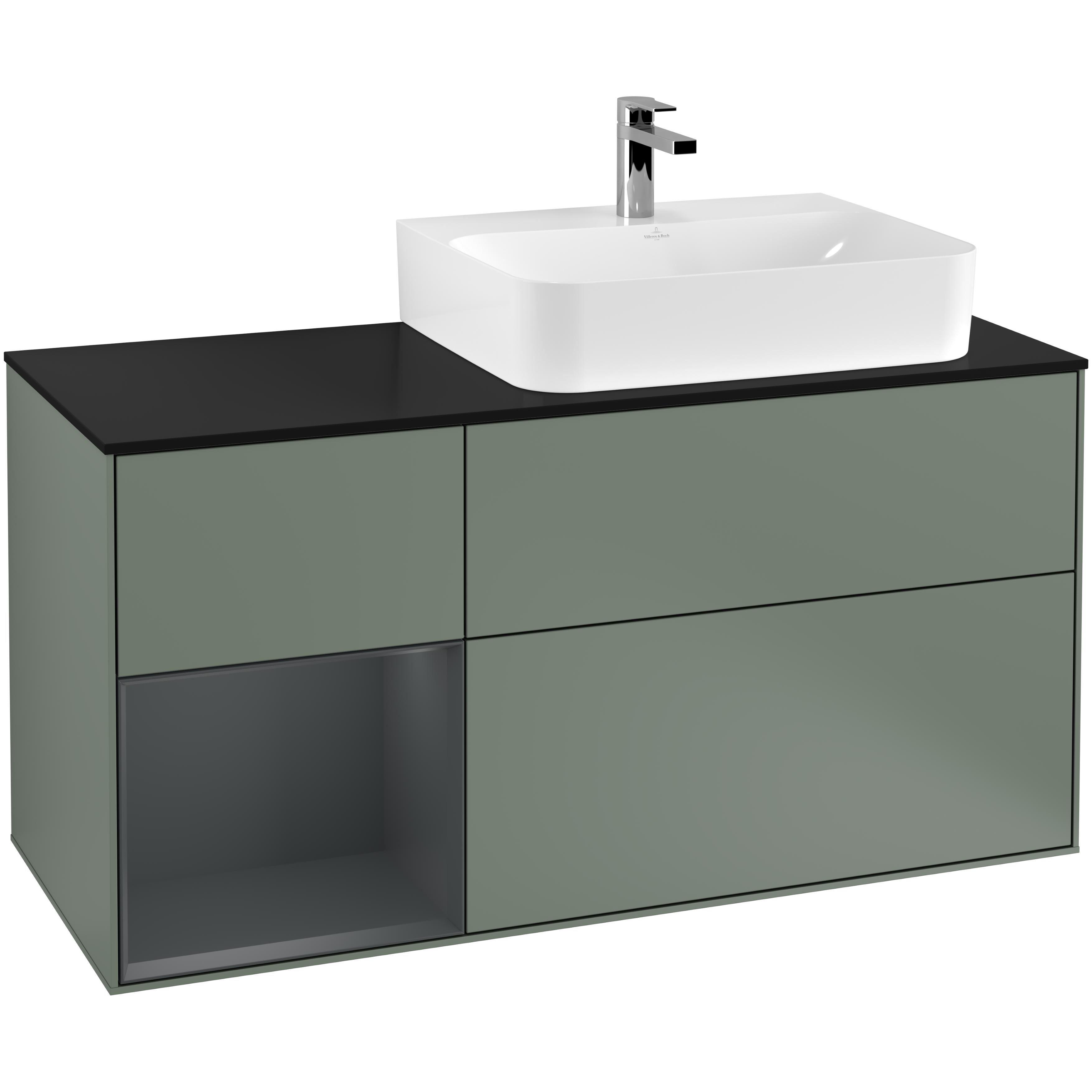 Tvättställsskåp Villeroy & Boch Finion med 3 Lådor Hylla och Bänkskiva för Ocentrerat Tvättställ | badrum - badrumsmobler - tvattstallsskap-och-kommod | KakelKungen