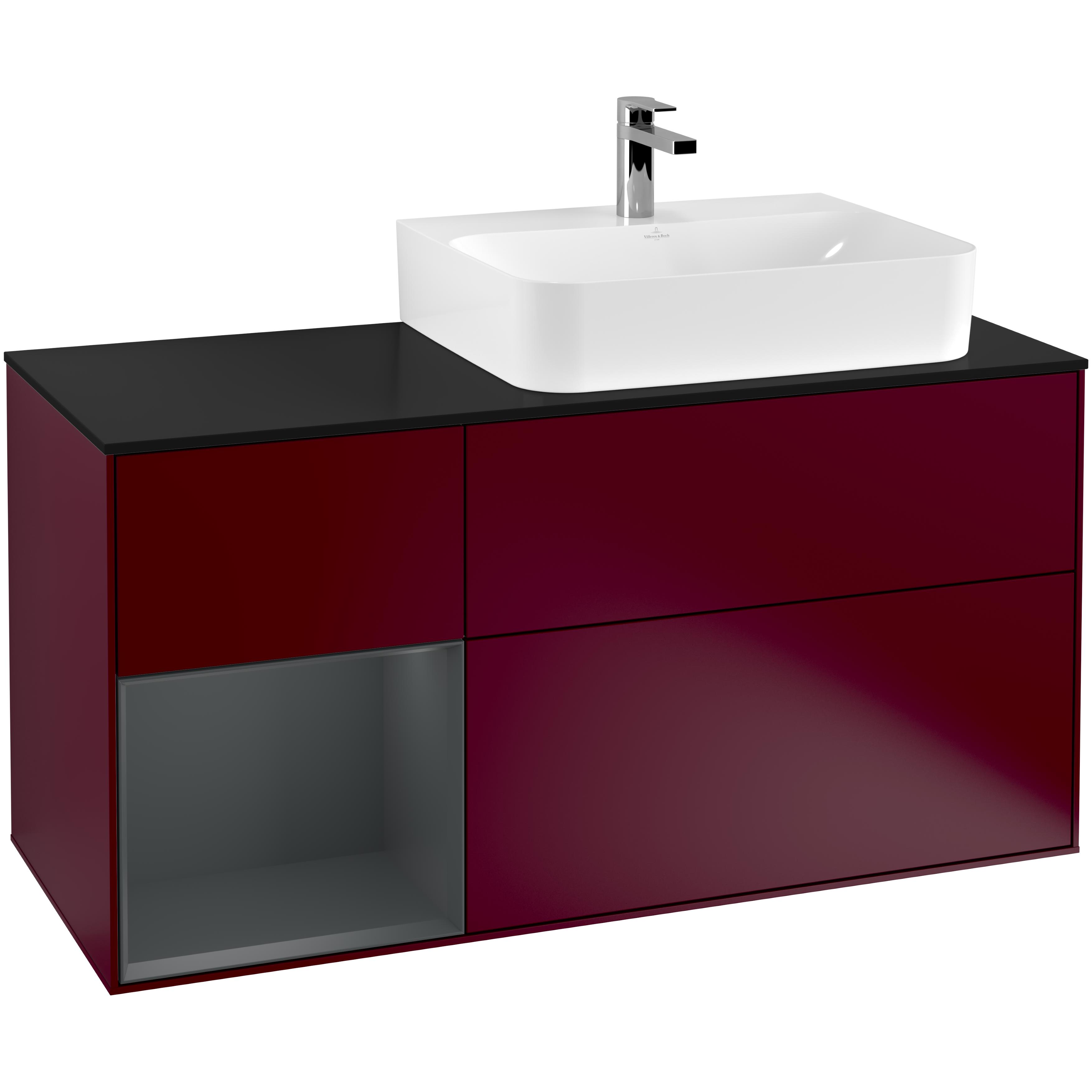 Tvättställsskåp Villeroy & Boch Finion med 3 Lådor Hylla och Bänkskiva för Ocentrerat Tvättställ | badrum - badrumsmobler - tvattstallsskap-och-kommod | KakelKungen