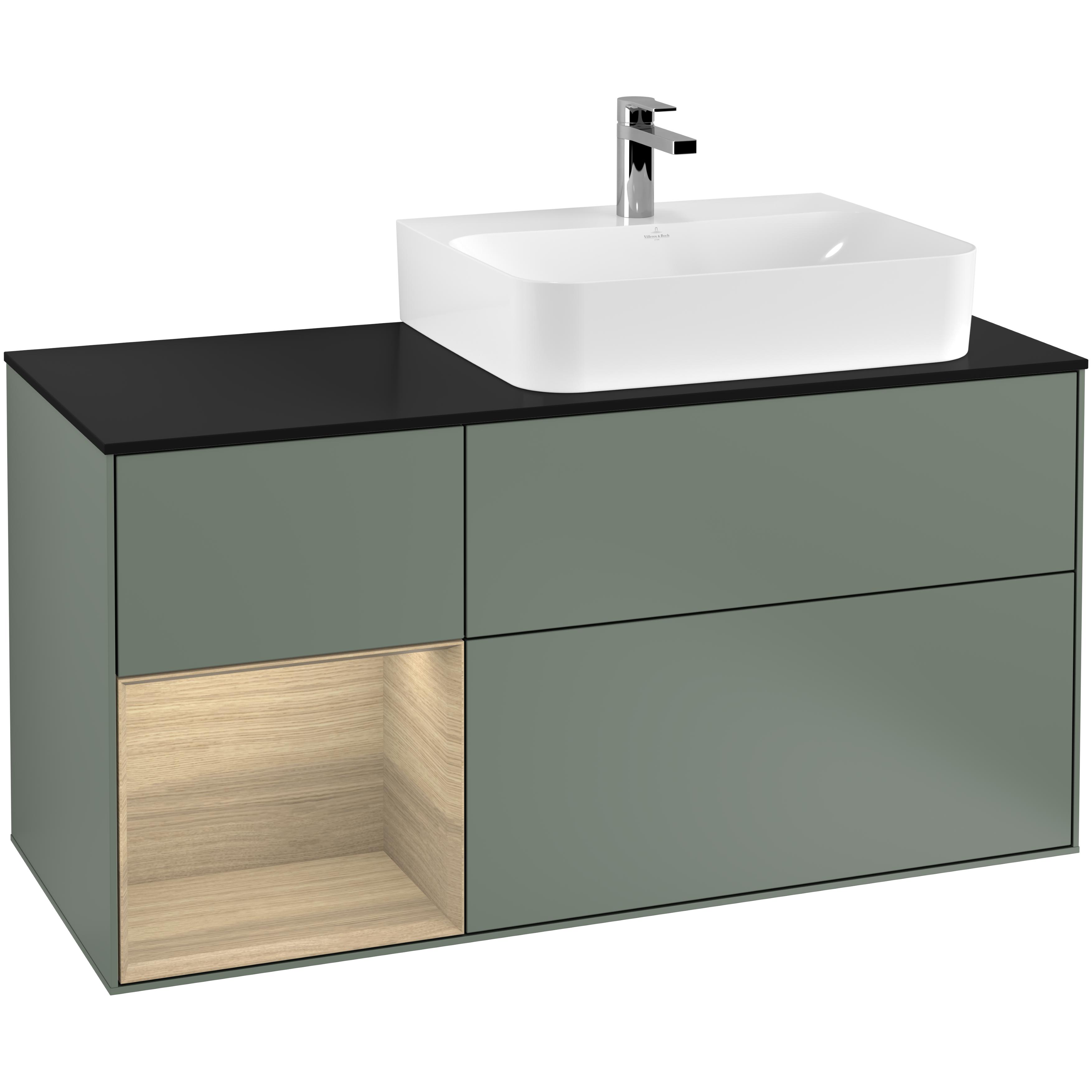 Tvättställsskåp Villeroy & Boch Finion med 3 Lådor Hylla och Bänkskiva för Ocentrerat Tvättställ | badrum - badrumsmobler - tvattstallsskap-och-kommod | KakelKungen