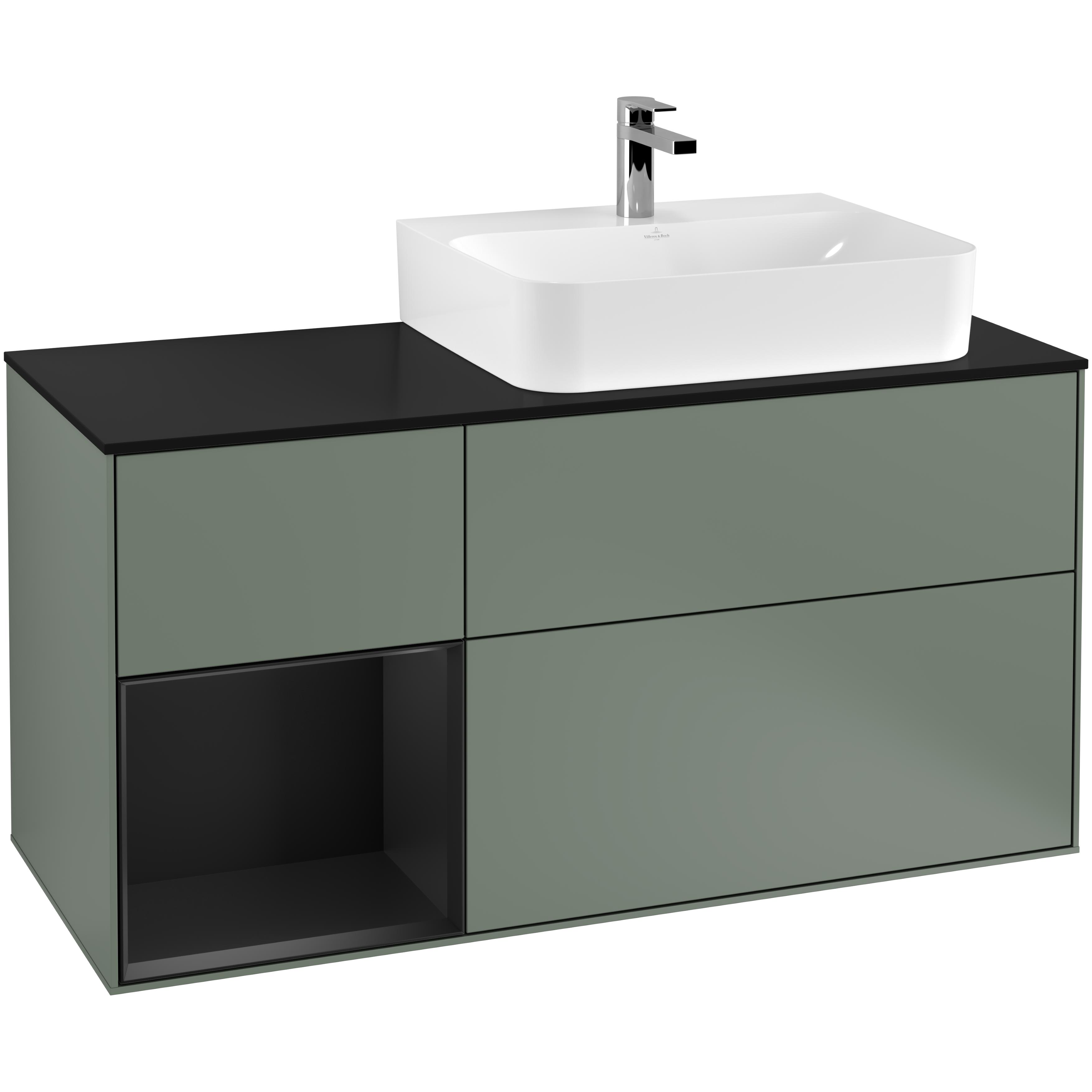 Tvättställsskåp Villeroy & Boch Finion med 3 Lådor Hylla och Bänkskiva för Ocentrerat Tvättställ | badrum - badrumsmobler - tvattstallsskap-och-kommod | KakelKungen