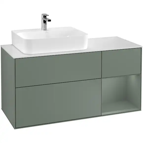 Tvättställsskåp Villeroy & Boch Finion med 3 Lådor Hylla och Bänkskiva för Ocentrerat Tvättställ