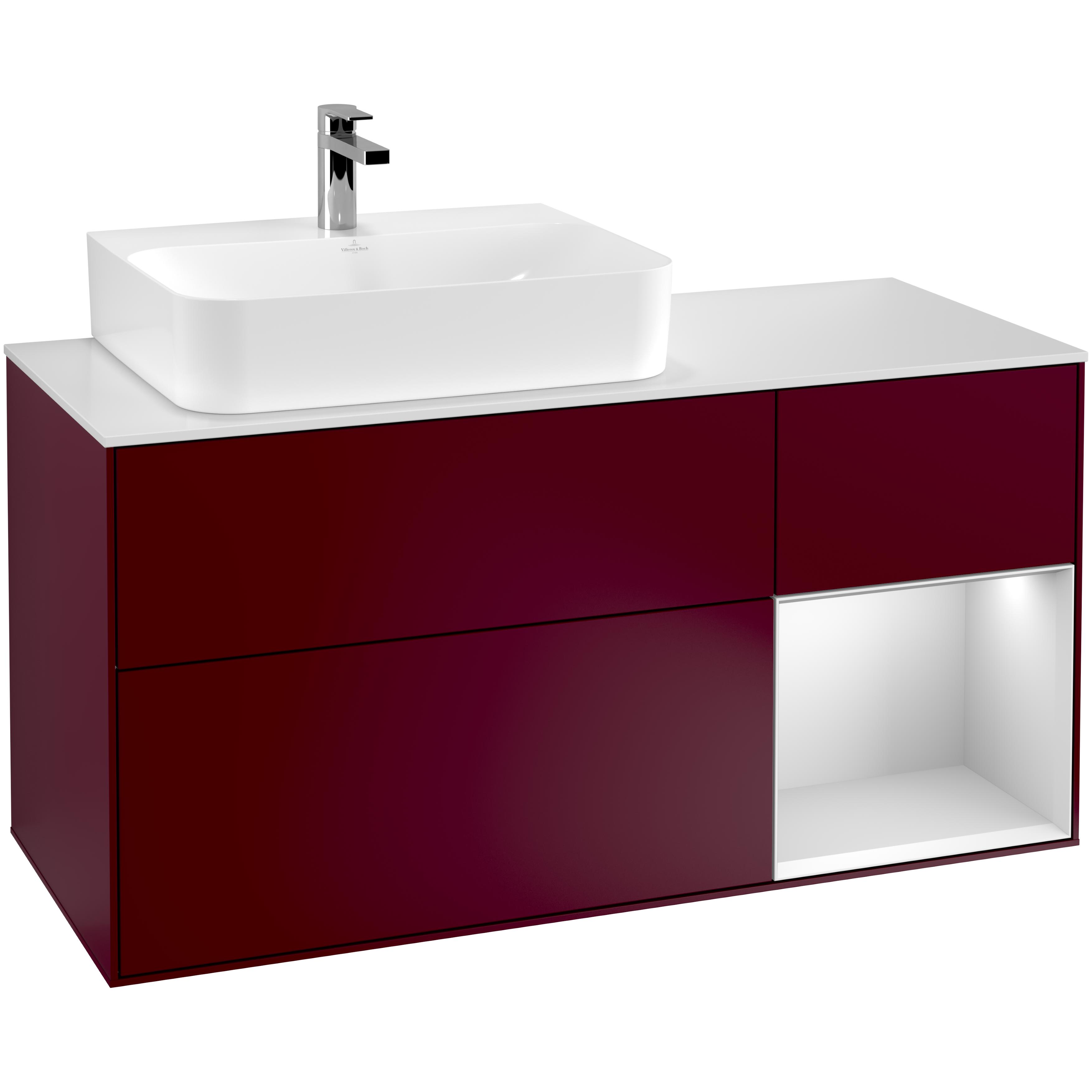 Tvättställsskåp Villeroy & Boch Finion med 3 Lådor Hylla och Bänkskiva för Ocentrerat Tvättställ | badrum - badrumsmobler - tvattstallsskap-och-kommod | KakelKungen