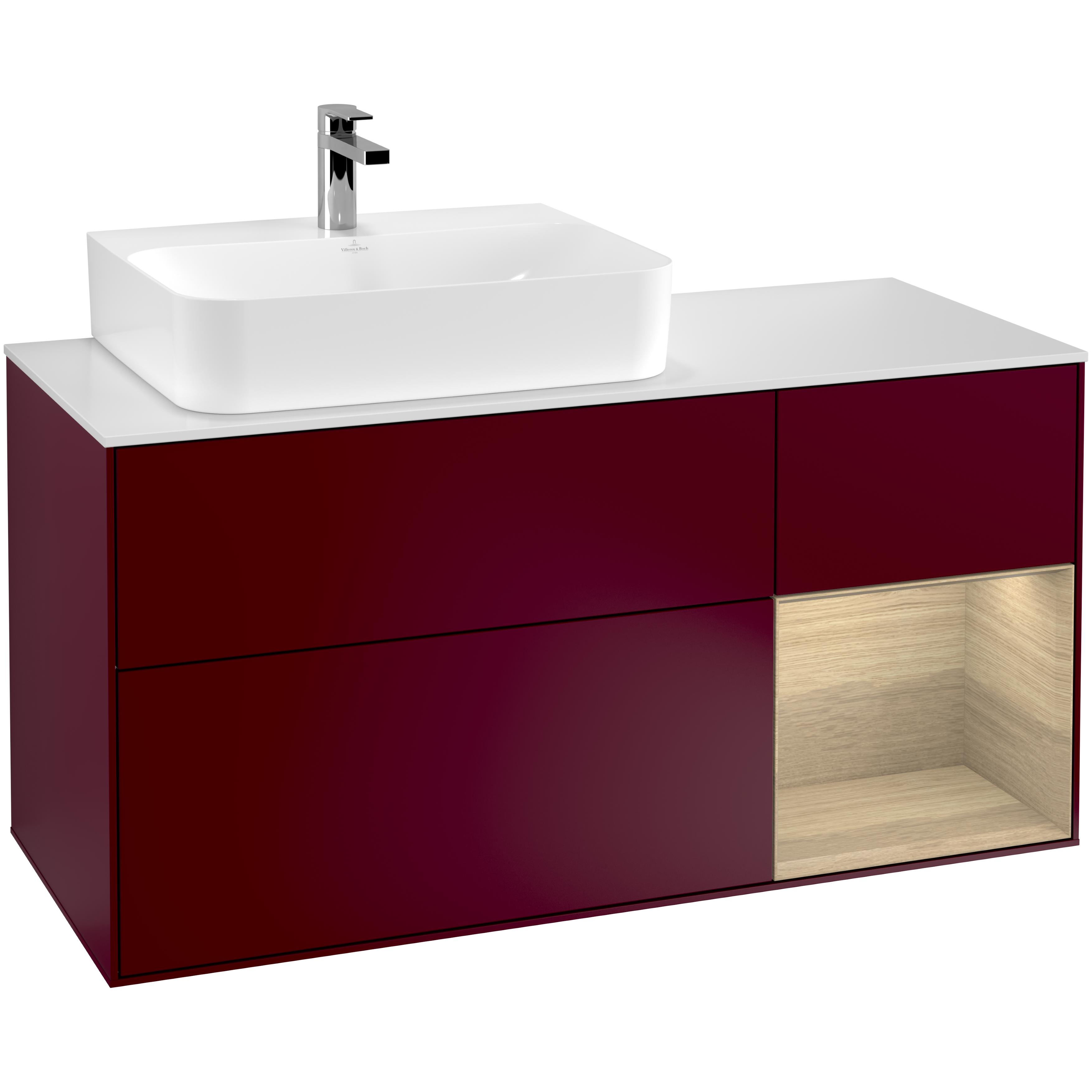 Tvättställsskåp Villeroy & Boch Finion med 3 Lådor Hylla och Bänkskiva för Ocentrerat Tvättställ | badrum - badrumsmobler - tvattstallsskap-och-kommod | KakelKungen