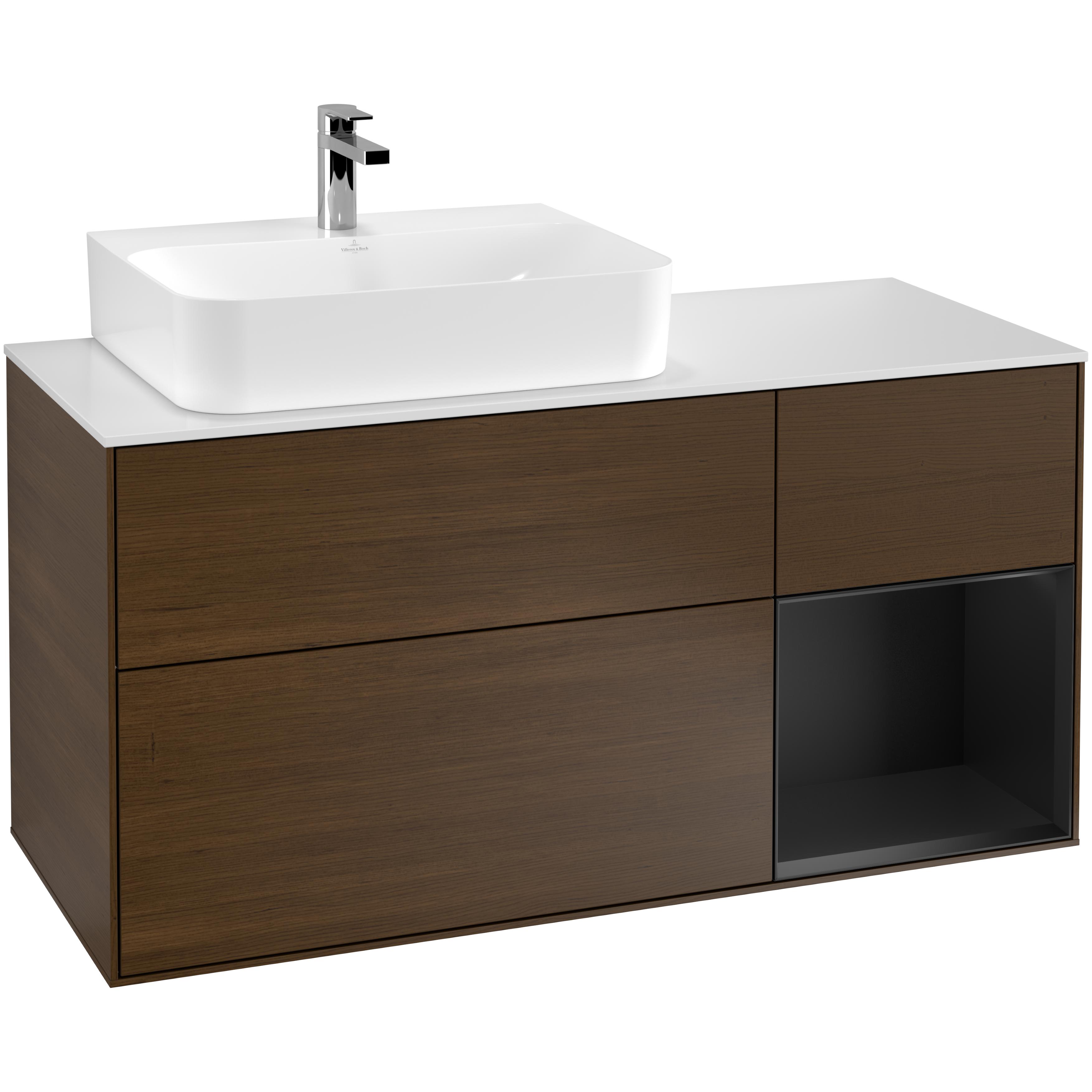 Tvättställsskåp Villeroy & Boch Finion med 3 Lådor Hylla och Bänkskiva för Ocentrerat Tvättställ | badrum - badrumsmobler - tvattstallsskap-och-kommod | KakelKungen