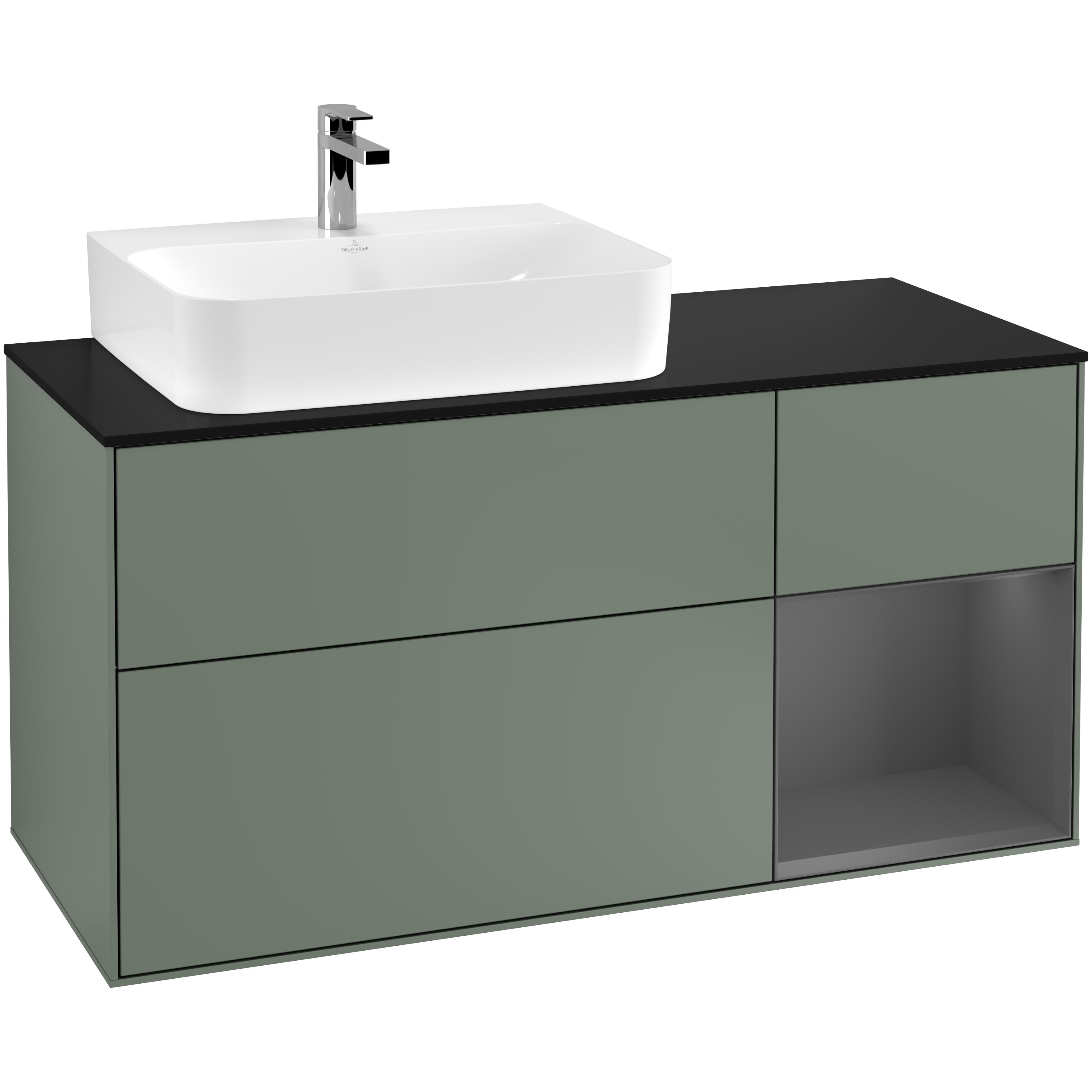 Tvättställsskåp Villeroy & Boch Finion med 3 Lådor Hylla och Bänkskiva för Ocentrerat Tvättställ | badrum - badrumsmobler - tvattstallsskap-och-kommod | KakelKungen