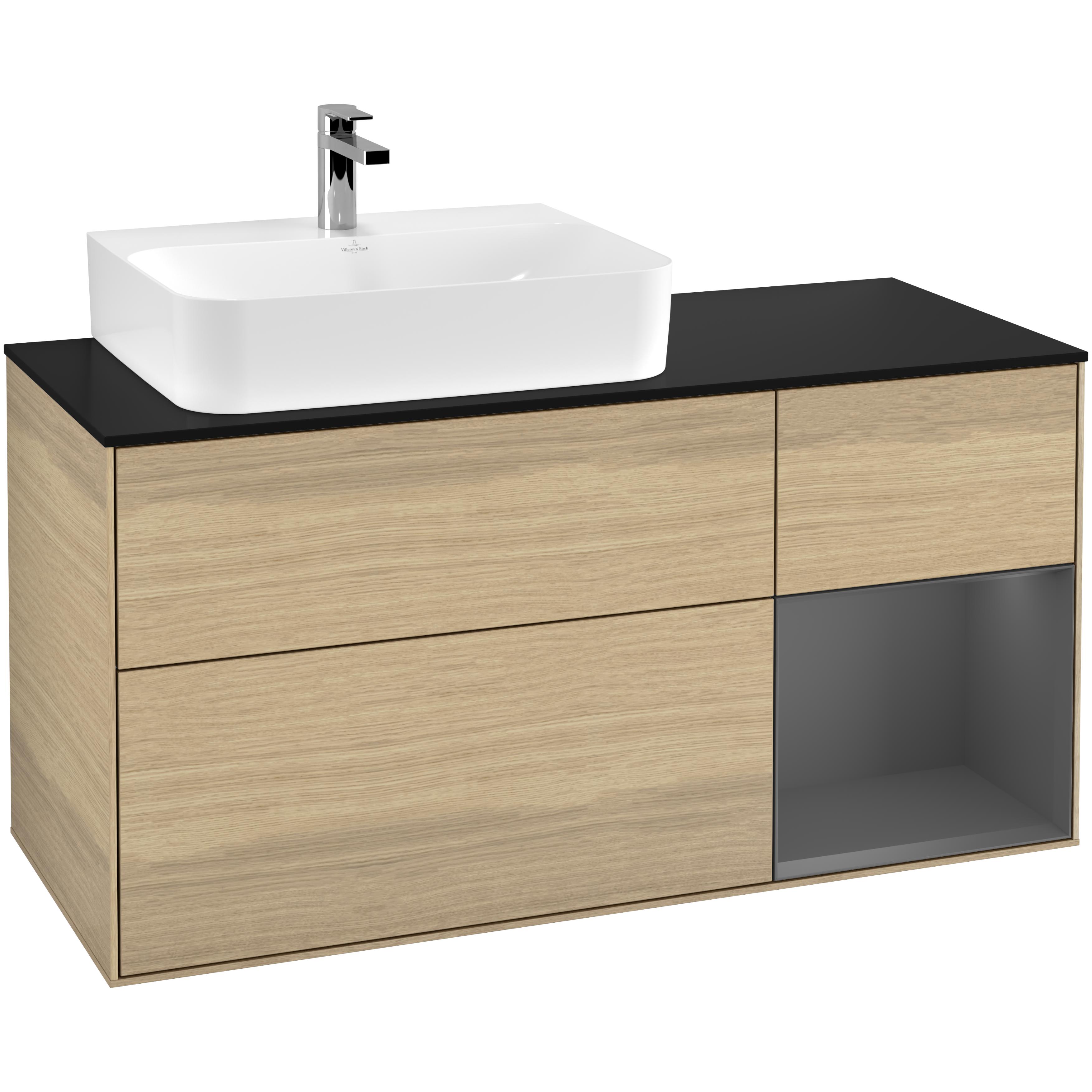 Tvättställsskåp Villeroy & Boch Finion med 3 Lådor Hylla och Bänkskiva för Ocentrerat Tvättställ | badrum - badrumsmobler - tvattstallsskap-och-kommod | KakelKungen