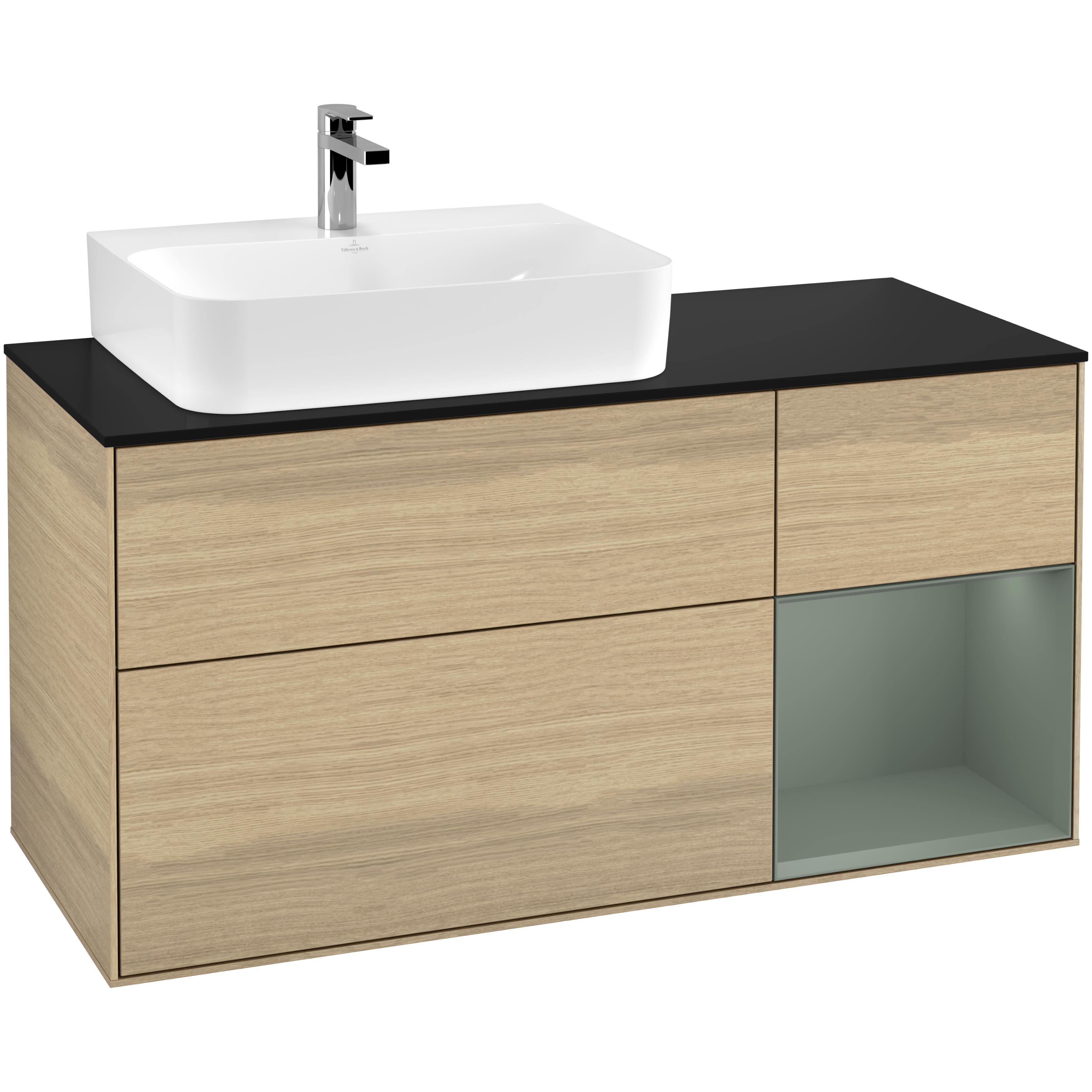 Tvättställsskåp Villeroy & Boch Finion med 3 Lådor Hylla och Bänkskiva för Ocentrerat Tvättställ | badrum - badrumsmobler - tvattstallsskap-och-kommod | KakelKungen