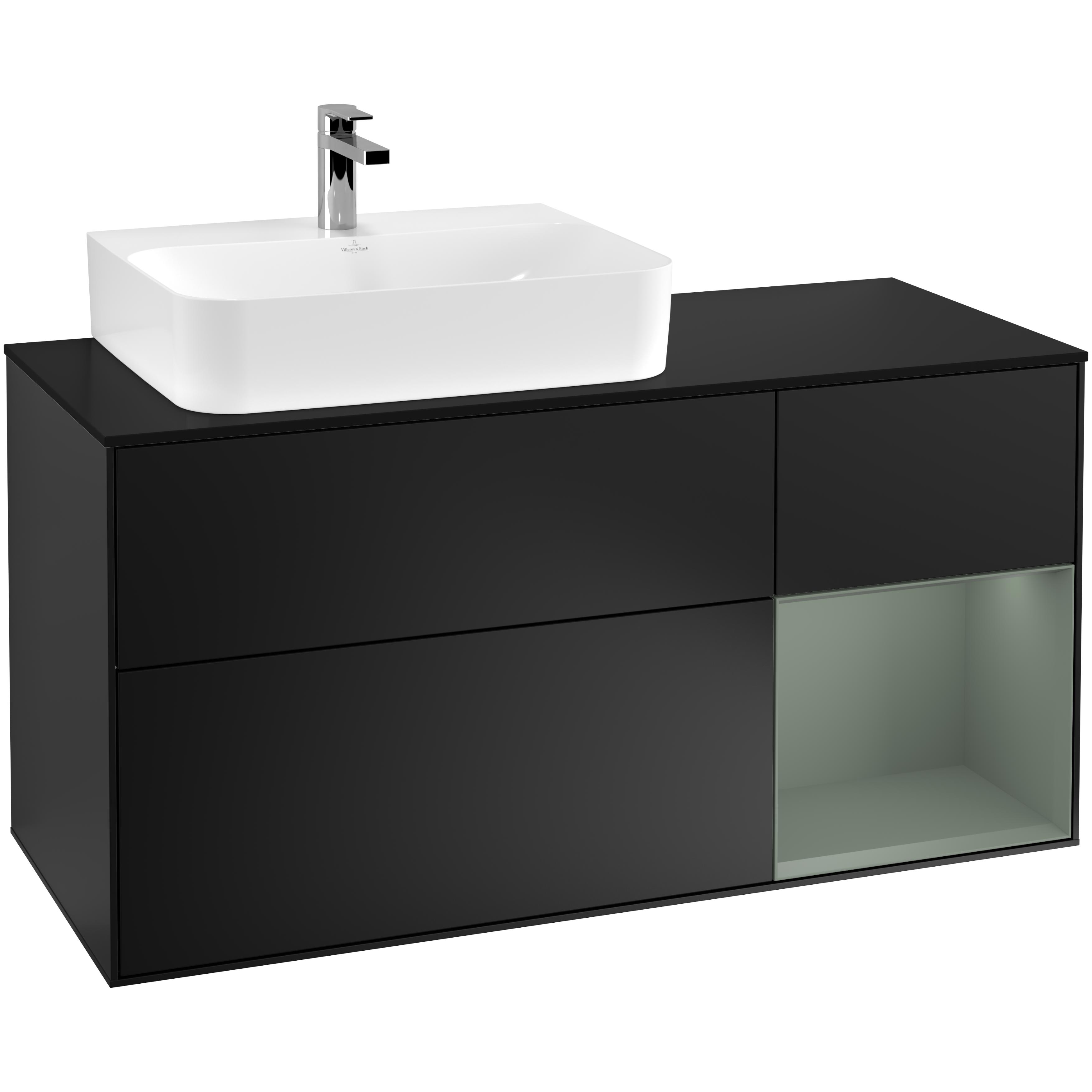 Tvättställsskåp Villeroy & Boch Finion med 3 Lådor Hylla och Bänkskiva för Ocentrerat Tvättställ | badrum - badrumsmobler - tvattstallsskap-och-kommod | KakelKungen