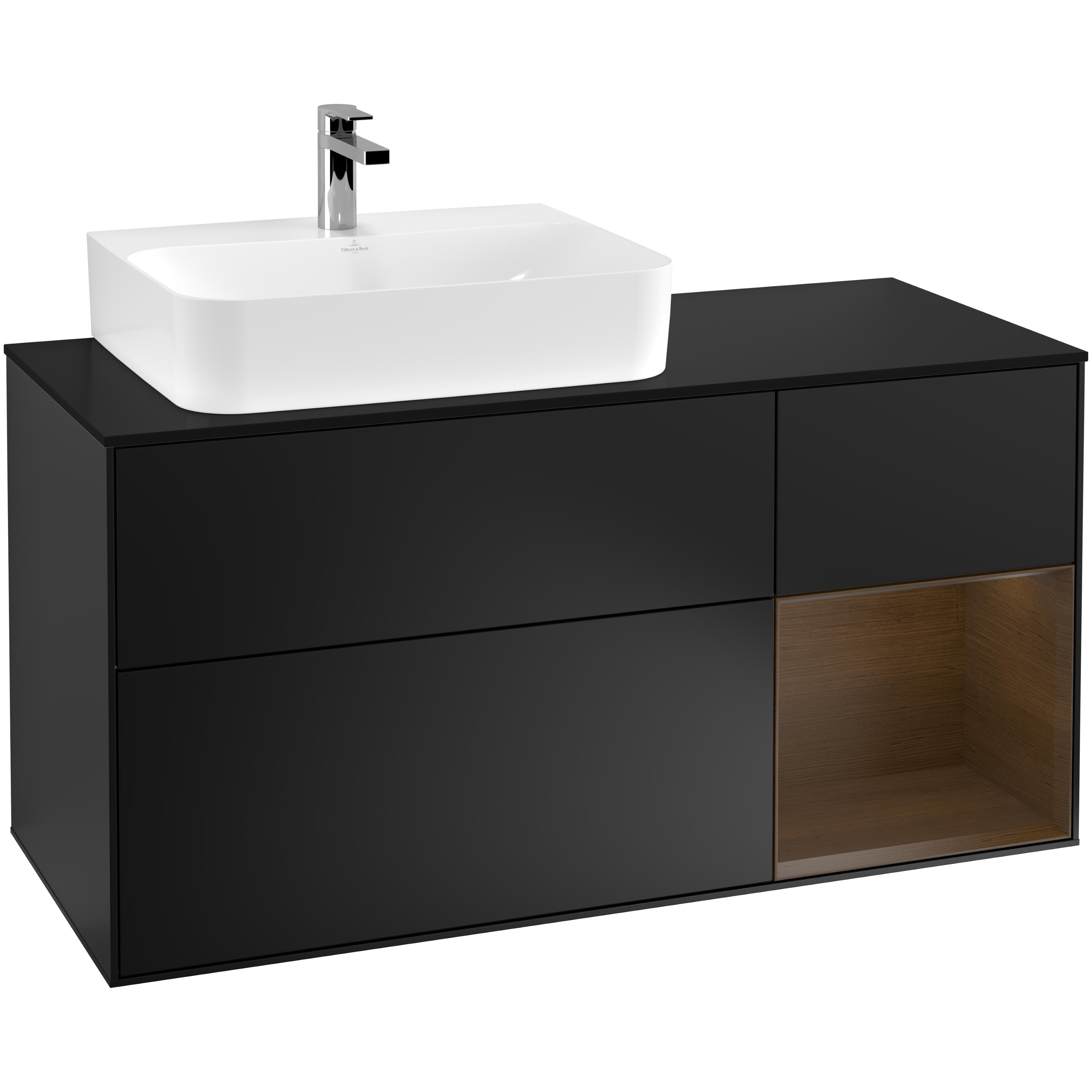 Tvättställsskåp Villeroy & Boch Finion med 3 Lådor Hylla och Bänkskiva för Ocentrerat Tvättställ | badrum - badrumsmobler - tvattstallsskap-och-kommod | KakelKungen