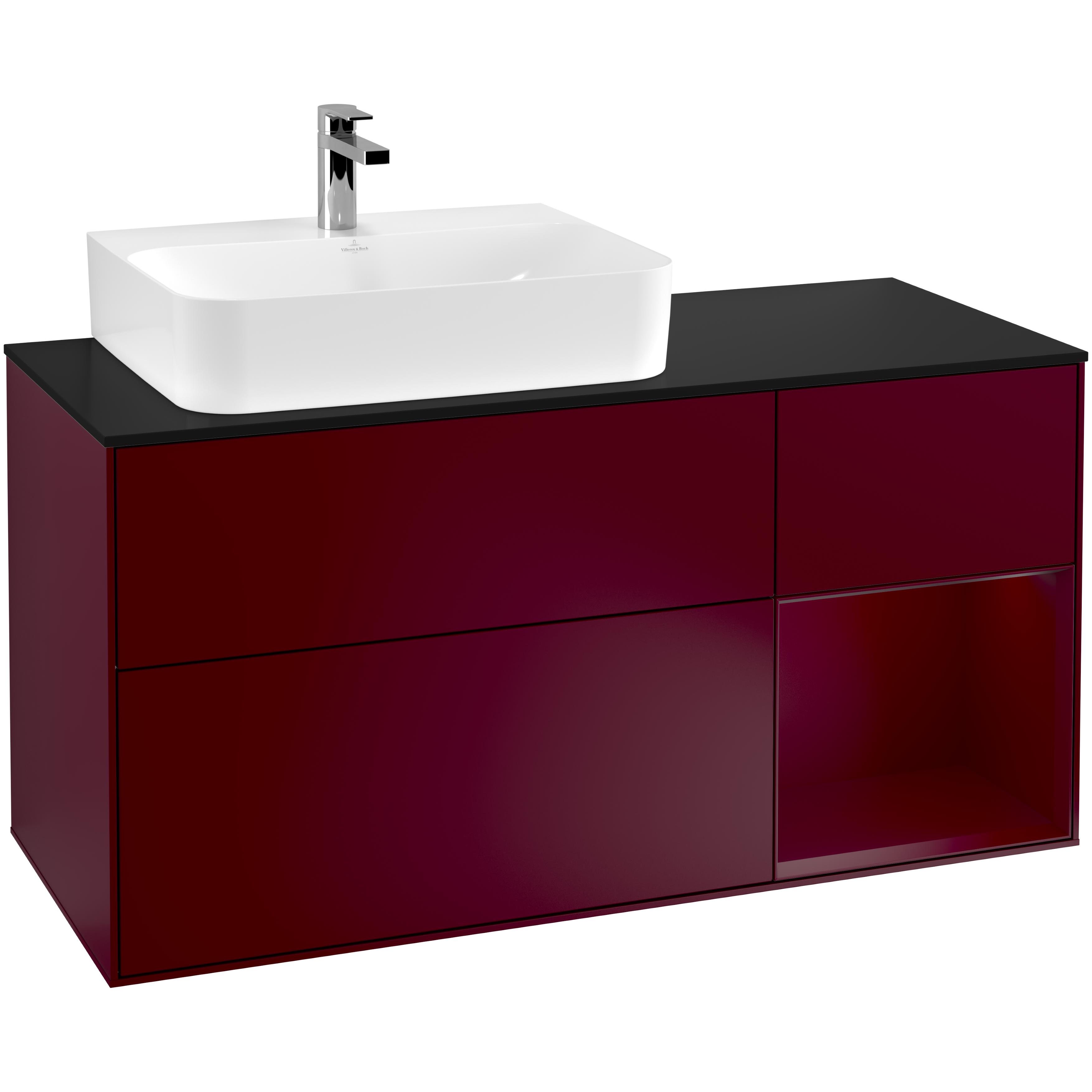 Tvättställsskåp Villeroy & Boch Finion med 3 Lådor Hylla och Bänkskiva för Ocentrerat Tvättställ | badrum - badrumsmobler - tvattstallsskap-och-kommod | KakelKungen