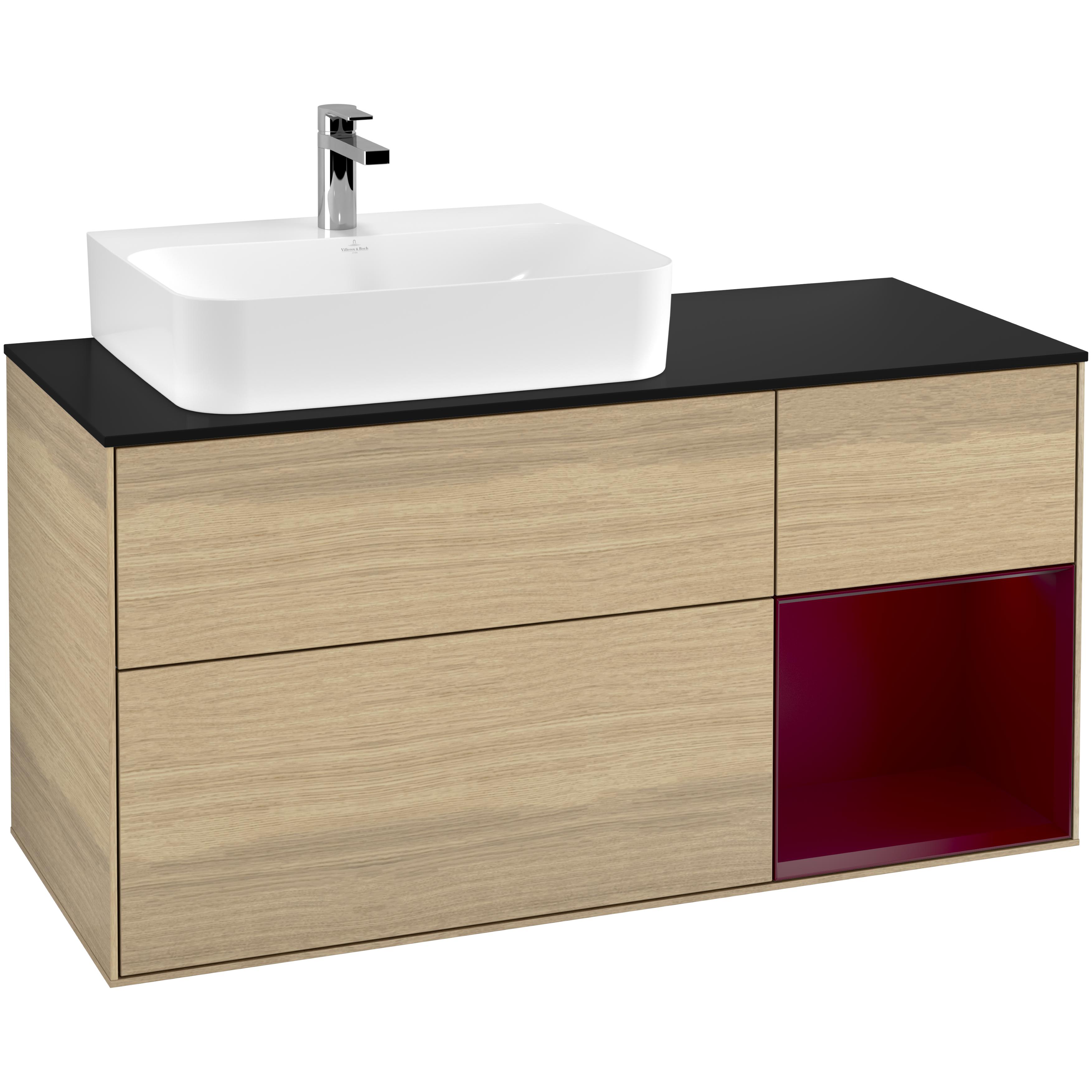 Tvättställsskåp Villeroy & Boch Finion med 3 Lådor Hylla och Bänkskiva för Ocentrerat Tvättställ | badrum - badrumsmobler - tvattstallsskap-och-kommod | KakelKungen