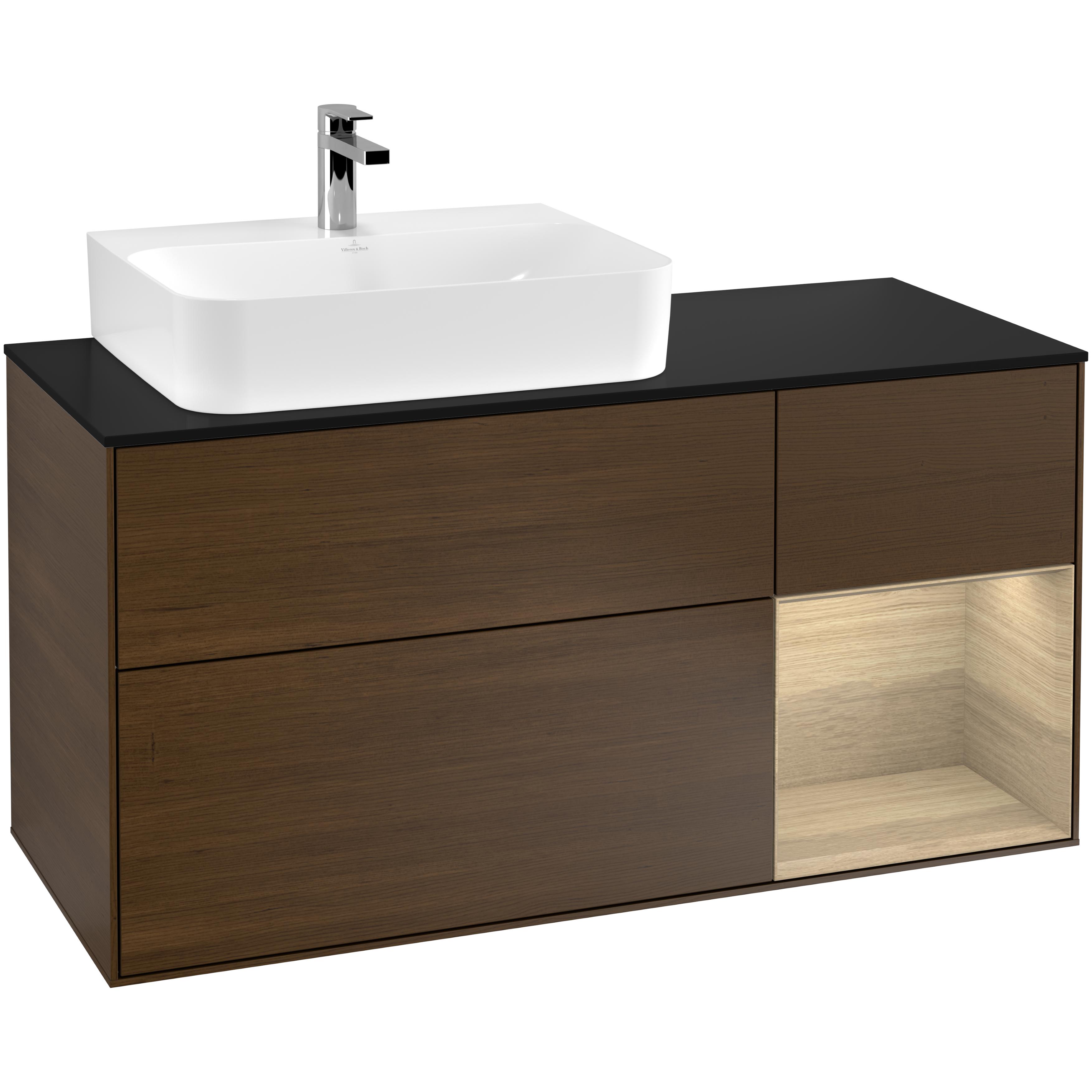 Tvättställsskåp Villeroy & Boch Finion med 3 Lådor Hylla och Bänkskiva för Ocentrerat Tvättställ | badrum - badrumsmobler - tvattstallsskap-och-kommod | KakelKungen