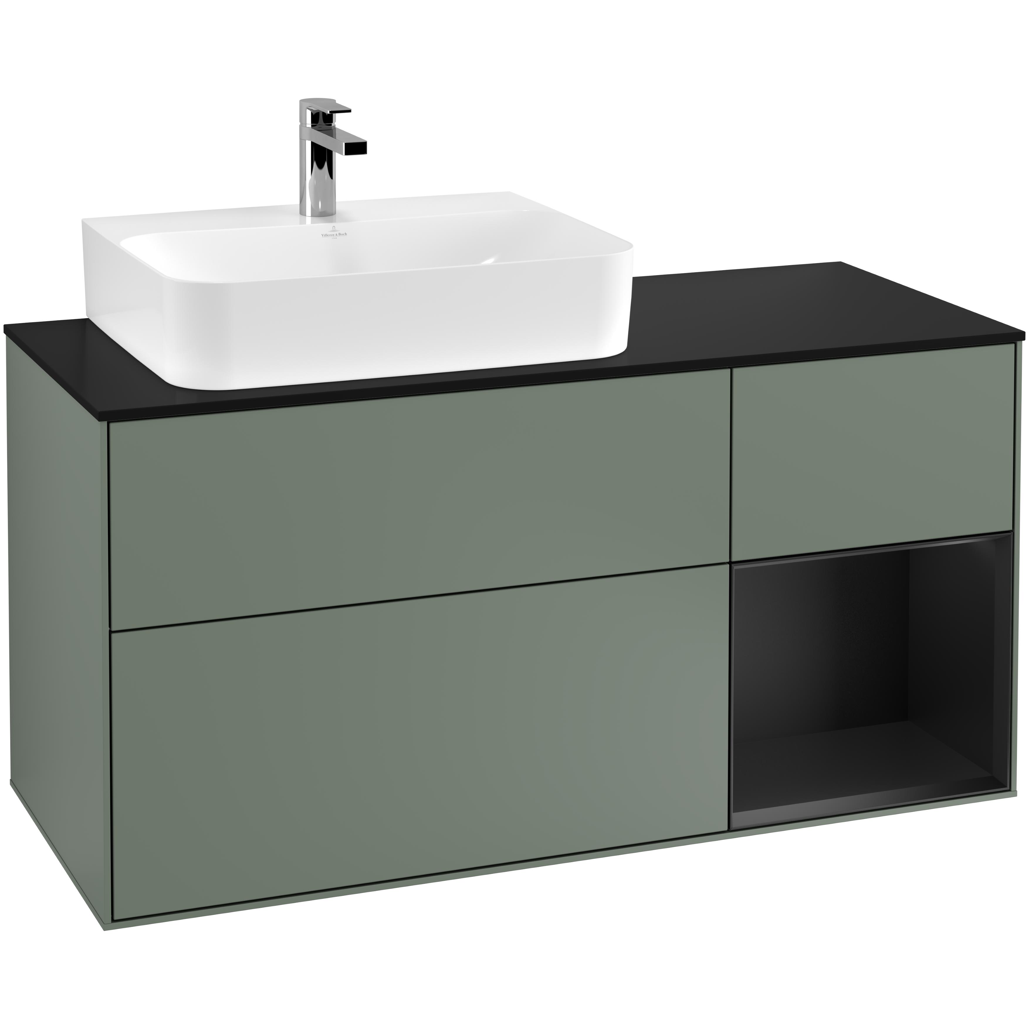 Tvättställsskåp Villeroy & Boch Finion med 3 Lådor Hylla och Bänkskiva för Ocentrerat Tvättställ | badrum - badrumsmobler - tvattstallsskap-och-kommod | KakelKungen