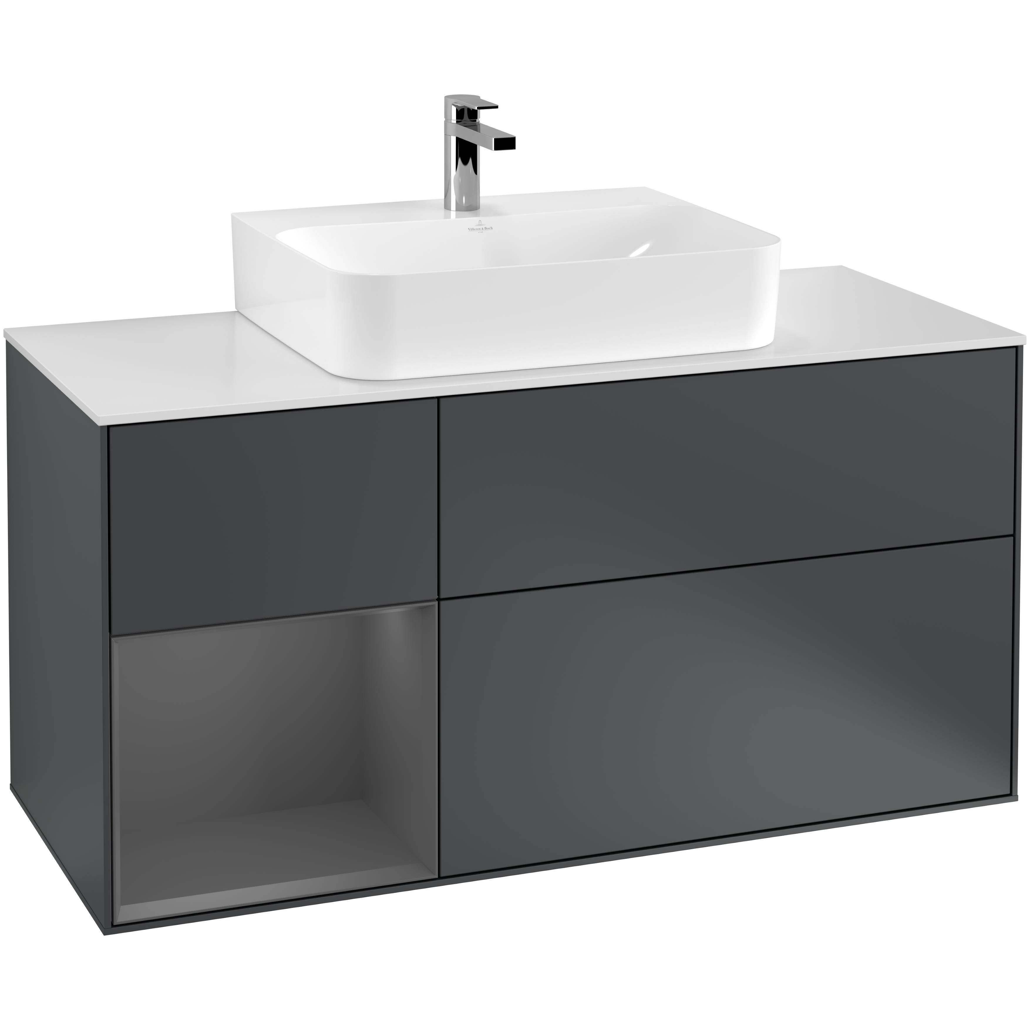 Tvättställsskåp Villeroy & Boch Finion med 3 Lådor Hylla och Bänkskiva för Centrerat Tvättställ | badrum - badrumsmobler - tvattstallsskap-och-kommod | KakelKungen