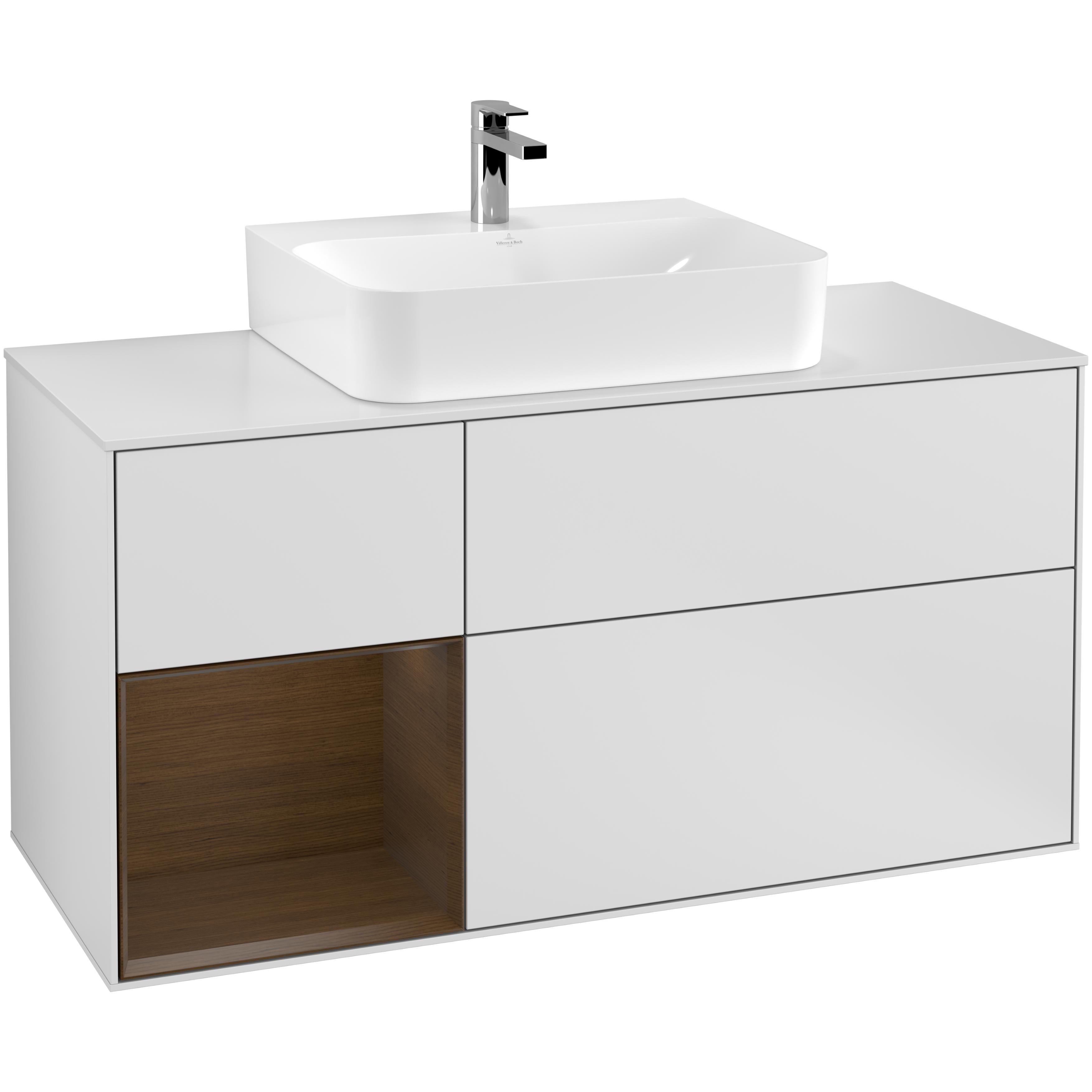 Tvättställsskåp Villeroy & Boch Finion med 3 Lådor Hylla och Bänkskiva för Centrerat Tvättställ | badrum - badrumsmobler - tvattstallsskap-och-kommod | KakelKungen