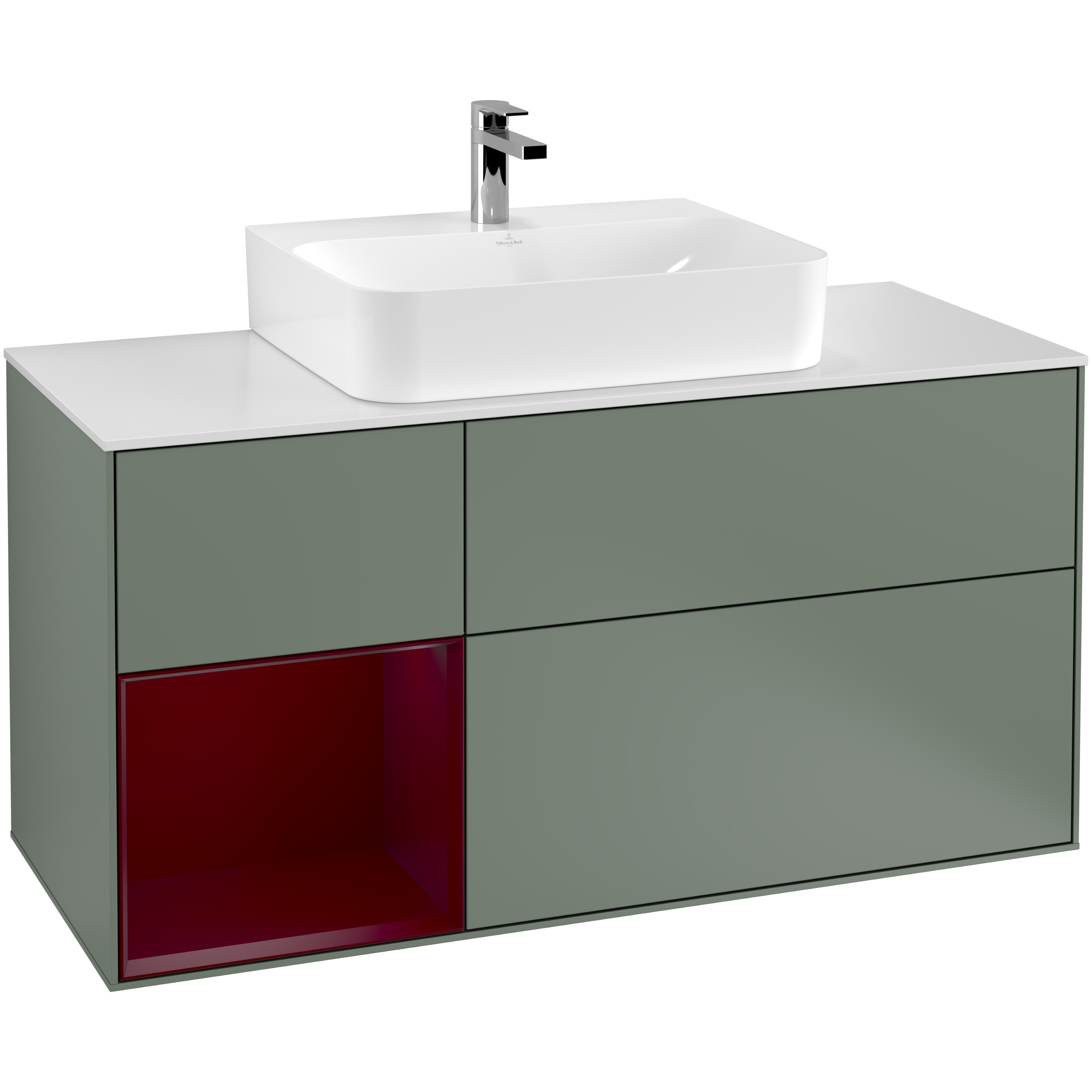 Tvättställsskåp Villeroy & Boch Finion med 3 Lådor Hylla och Bänkskiva för Centrerat Tvättställ | badrum - badrumsmobler - tvattstallsskap-och-kommod | KakelKungen