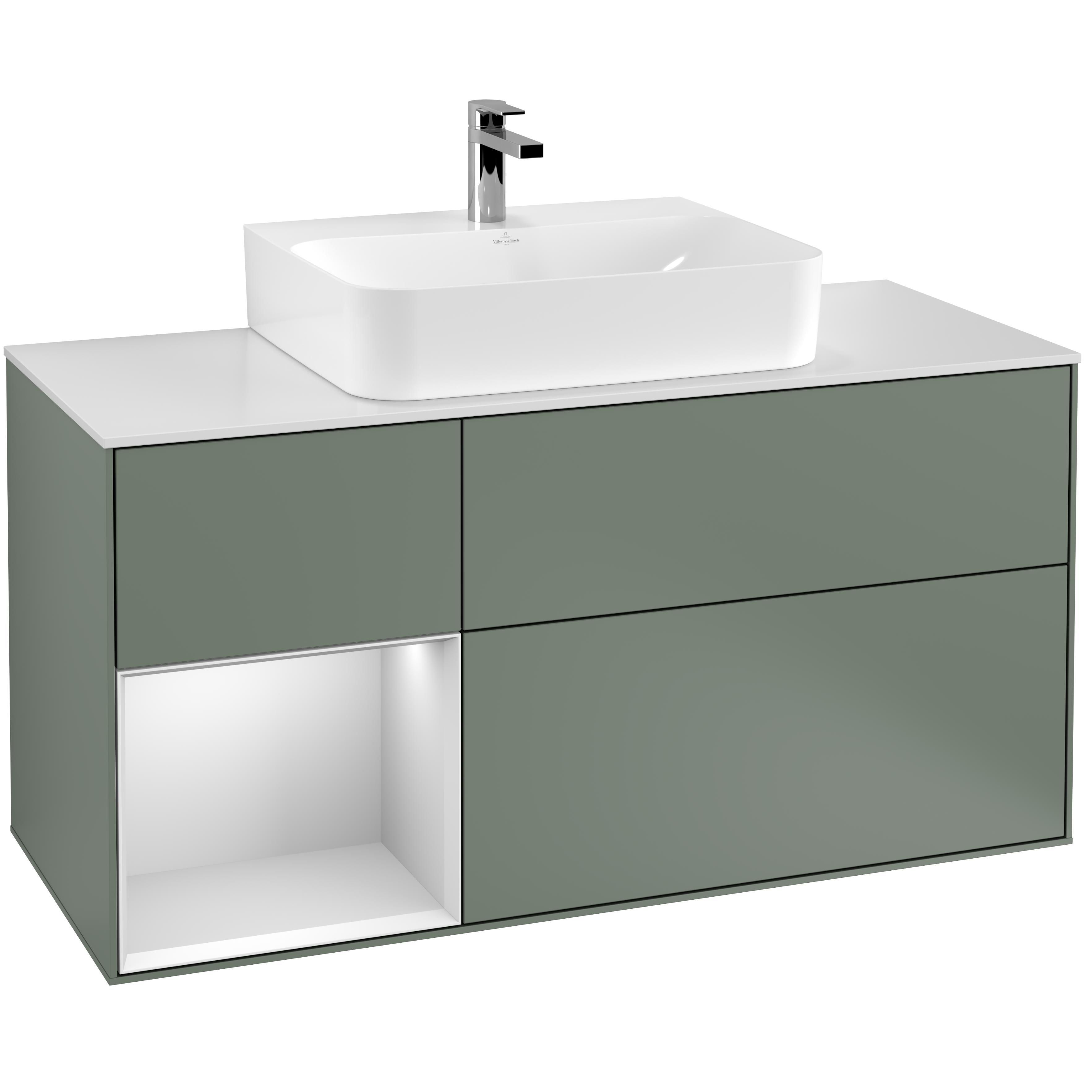 Tvättställsskåp Villeroy & Boch Finion med 3 Lådor Hylla och Bänkskiva för Centrerat Tvättställ | badrum - badrumsmobler - tvattstallsskap-och-kommod | KakelKungen