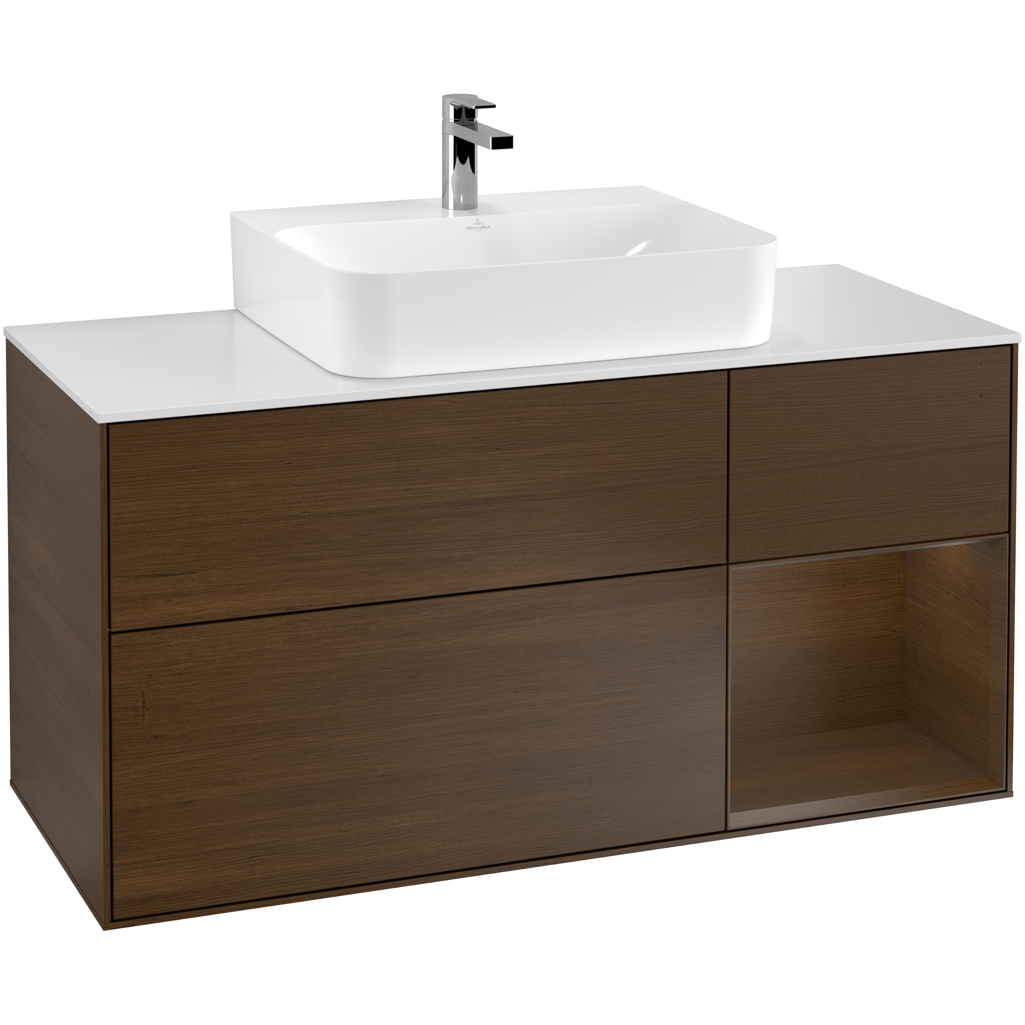 Tvättställsskåp Villeroy & Boch Finion med 3 Lådor Hylla och Bänkskiva för Centrerat Tvättställ | badrum - badrumsmobler - tvattstallsskap-och-kommod | KakelKungen