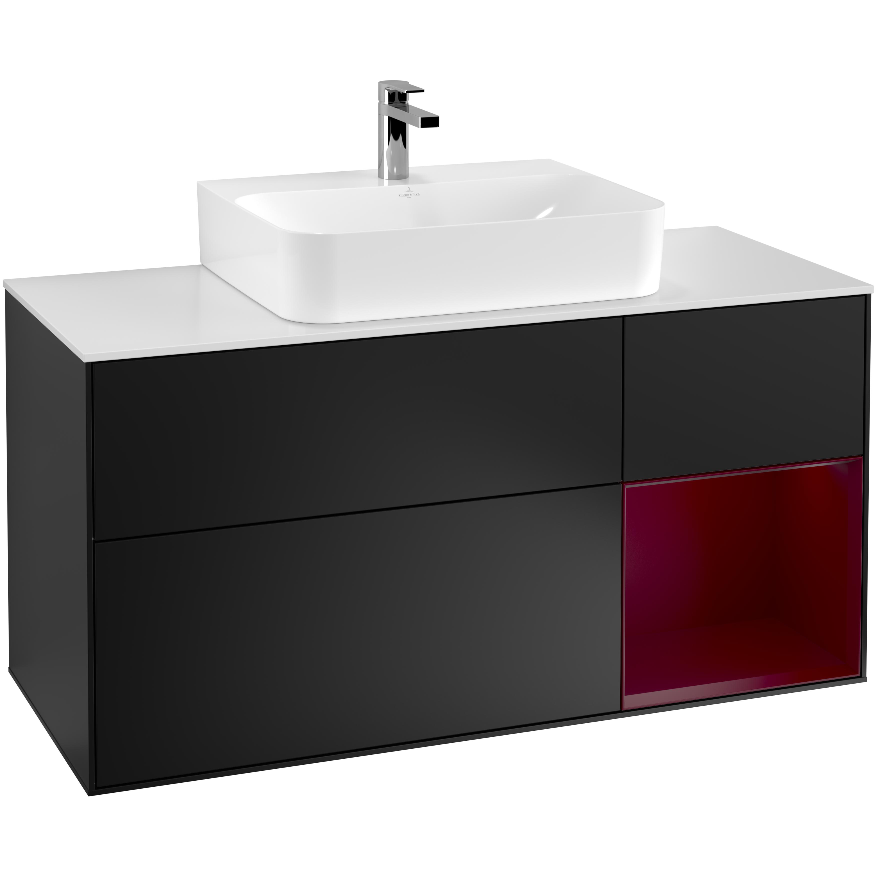 Tvättställsskåp Villeroy & Boch Finion med 3 Lådor Hylla och Bänkskiva för Centrerat Tvättställ | badrum - badrumsmobler - tvattstallsskap-och-kommod | KakelKungen