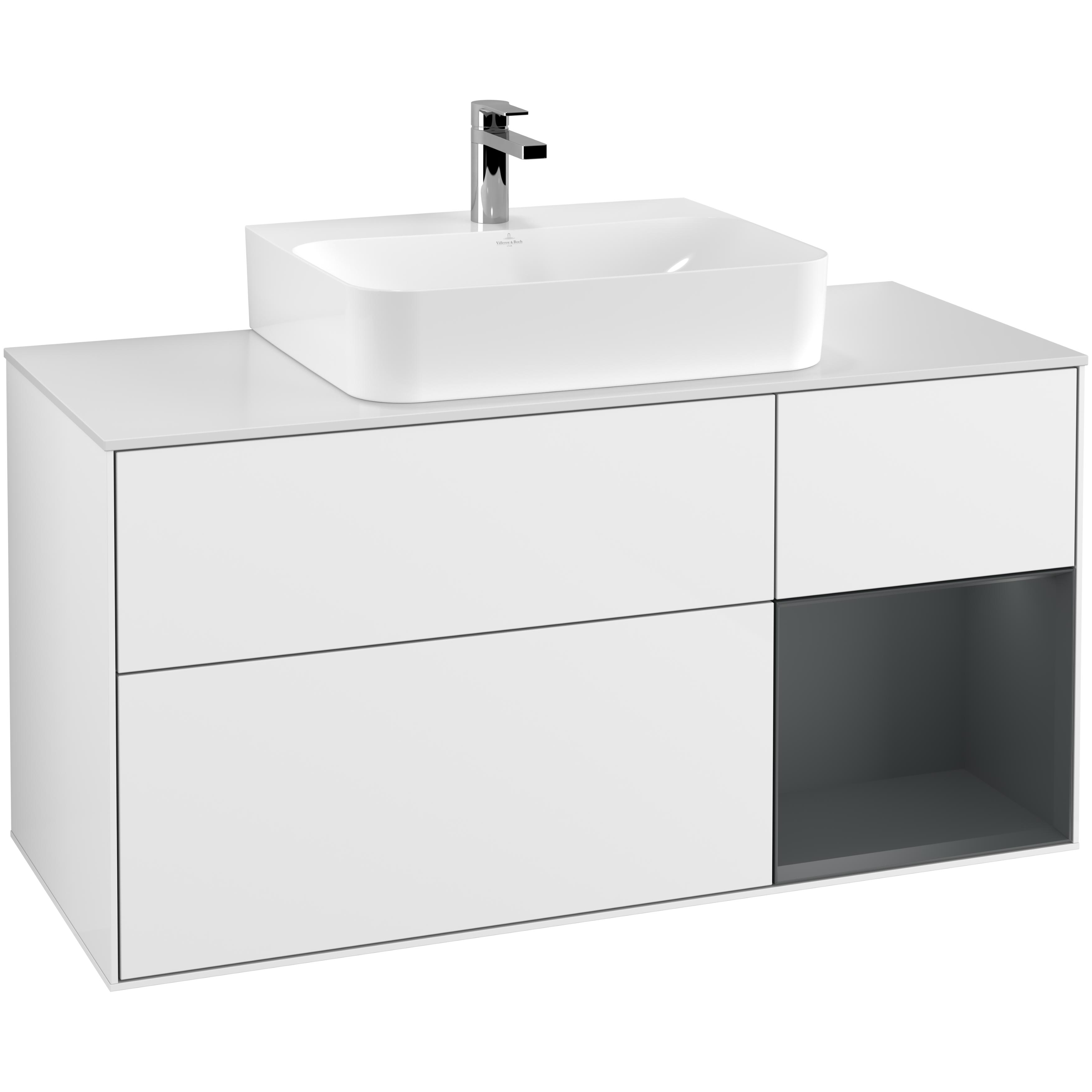 Tvättställsskåp Villeroy & Boch Finion med 3 Lådor Hylla och Bänkskiva för Centrerat Tvättställ | badrum - badrumsmobler - tvattstallsskap-och-kommod | KakelKungen