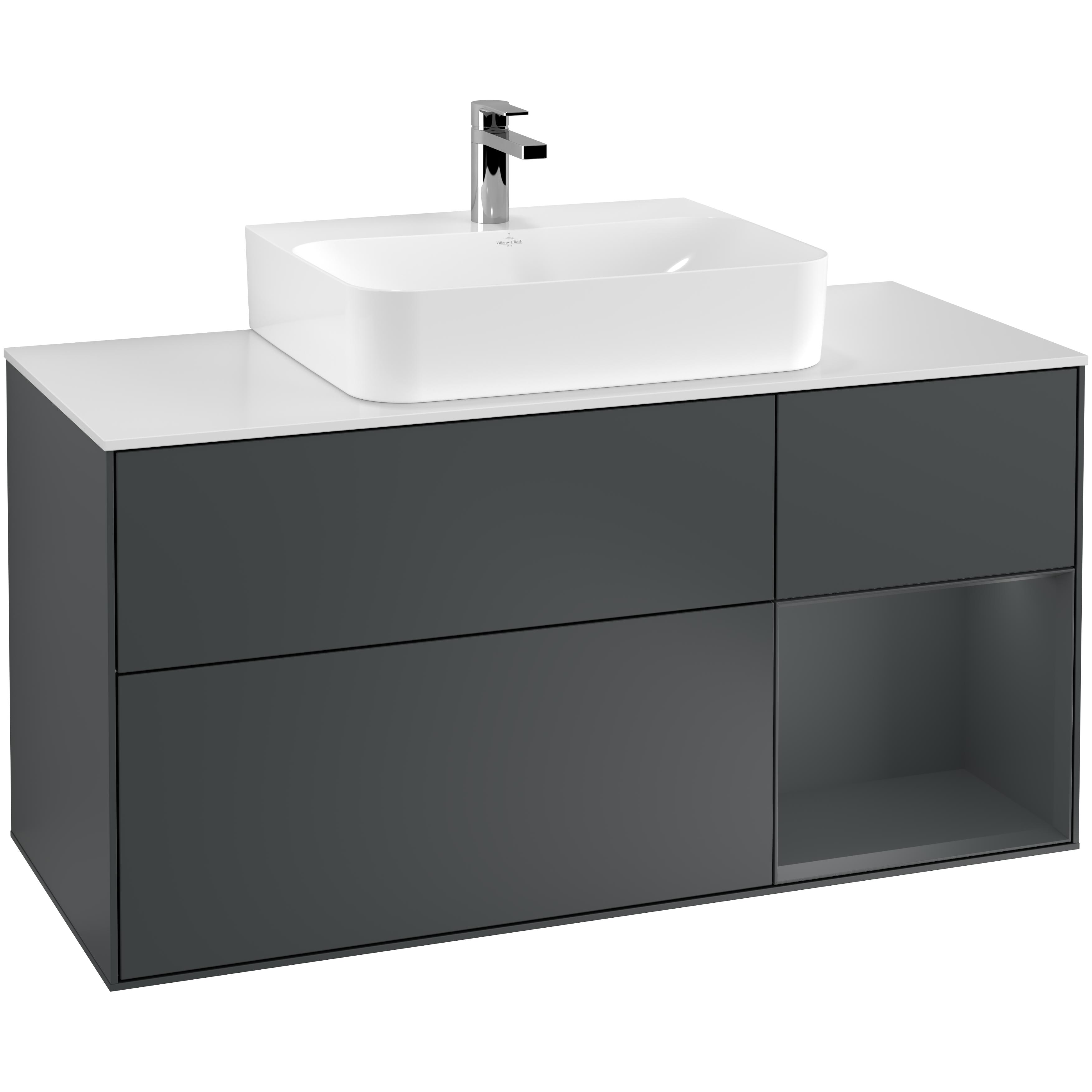 Tvättställsskåp Villeroy & Boch Finion med 3 Lådor Hylla och Bänkskiva för Centrerat Tvättställ | badrum - badrumsmobler - tvattstallsskap-och-kommod | KakelKungen