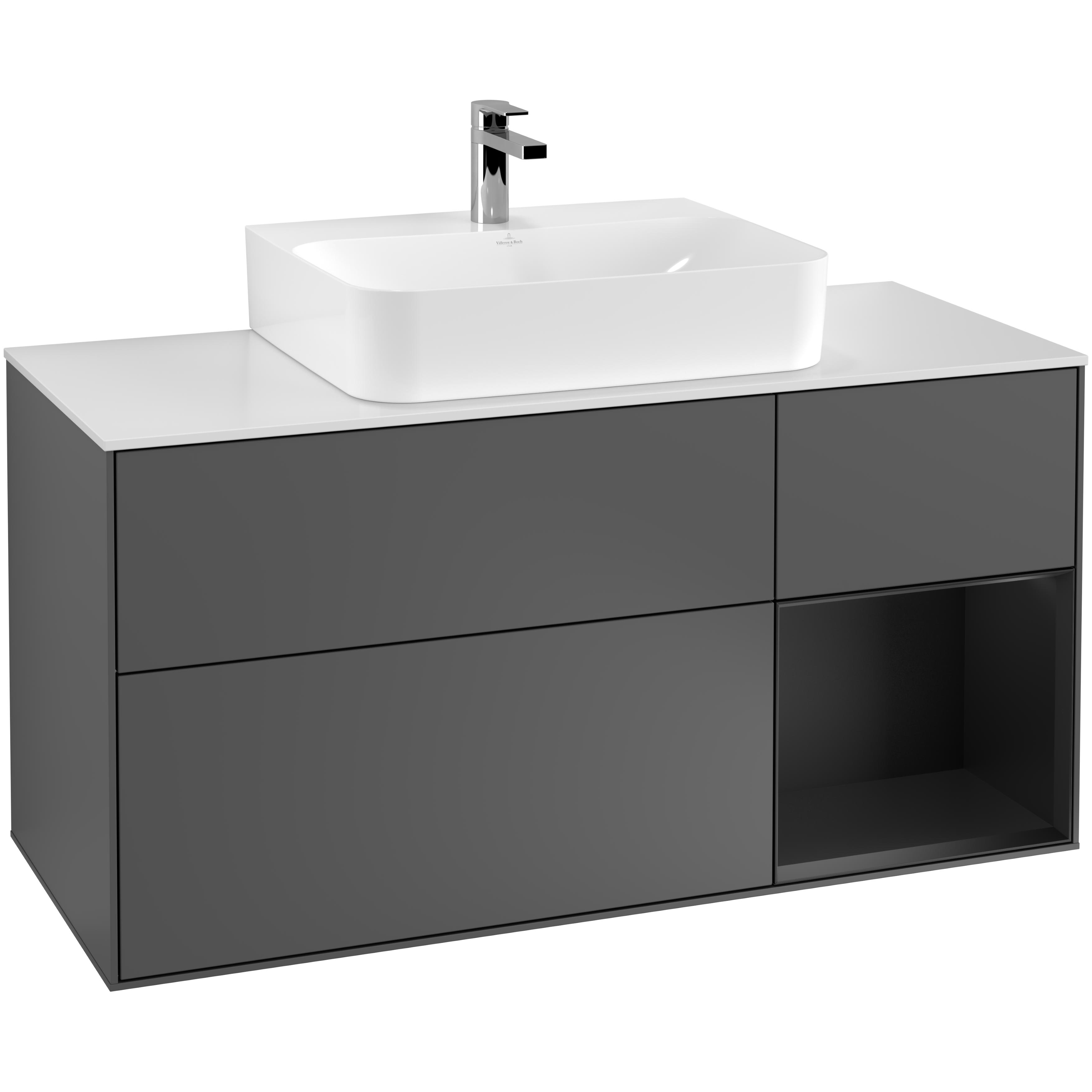 Tvättställsskåp Villeroy & Boch Finion med 3 Lådor Hylla och Bänkskiva för Centrerat Tvättställ | badrum - badrumsmobler - tvattstallsskap-och-kommod | KakelKungen